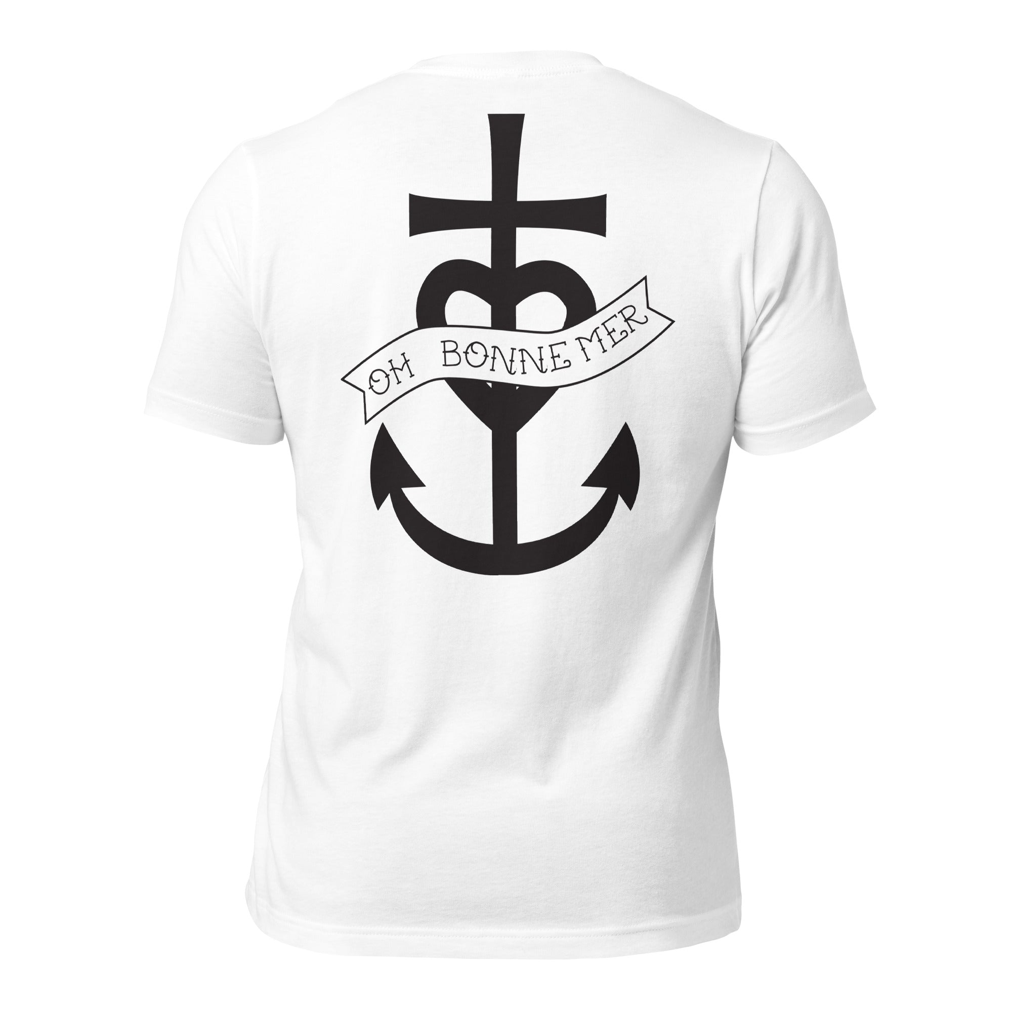 T-shirt en coton unisexe Oh Bonne Mer 1 grand motif dans le dos sur couleurs claires