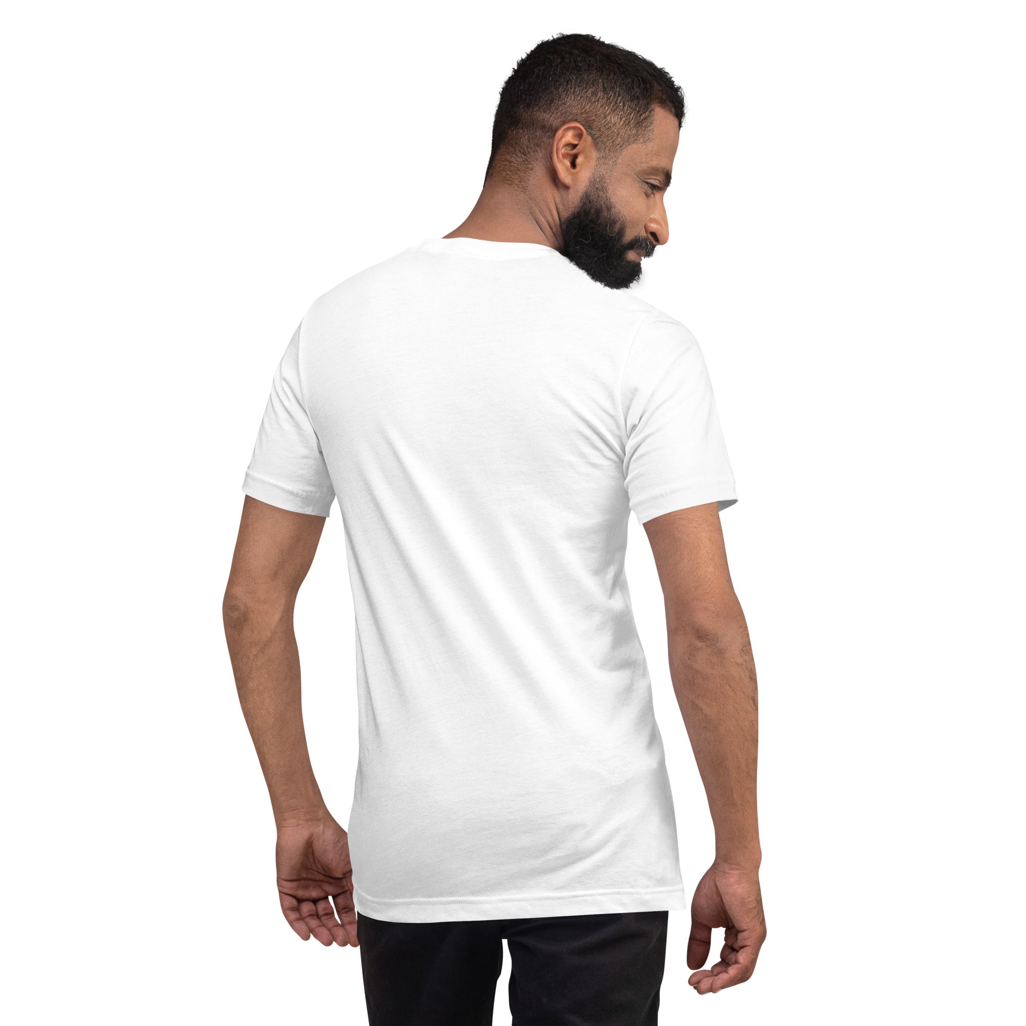 T-shirt en coton unisexe Make Bouillabaisse Not War Navy brodé sur couleurs claires