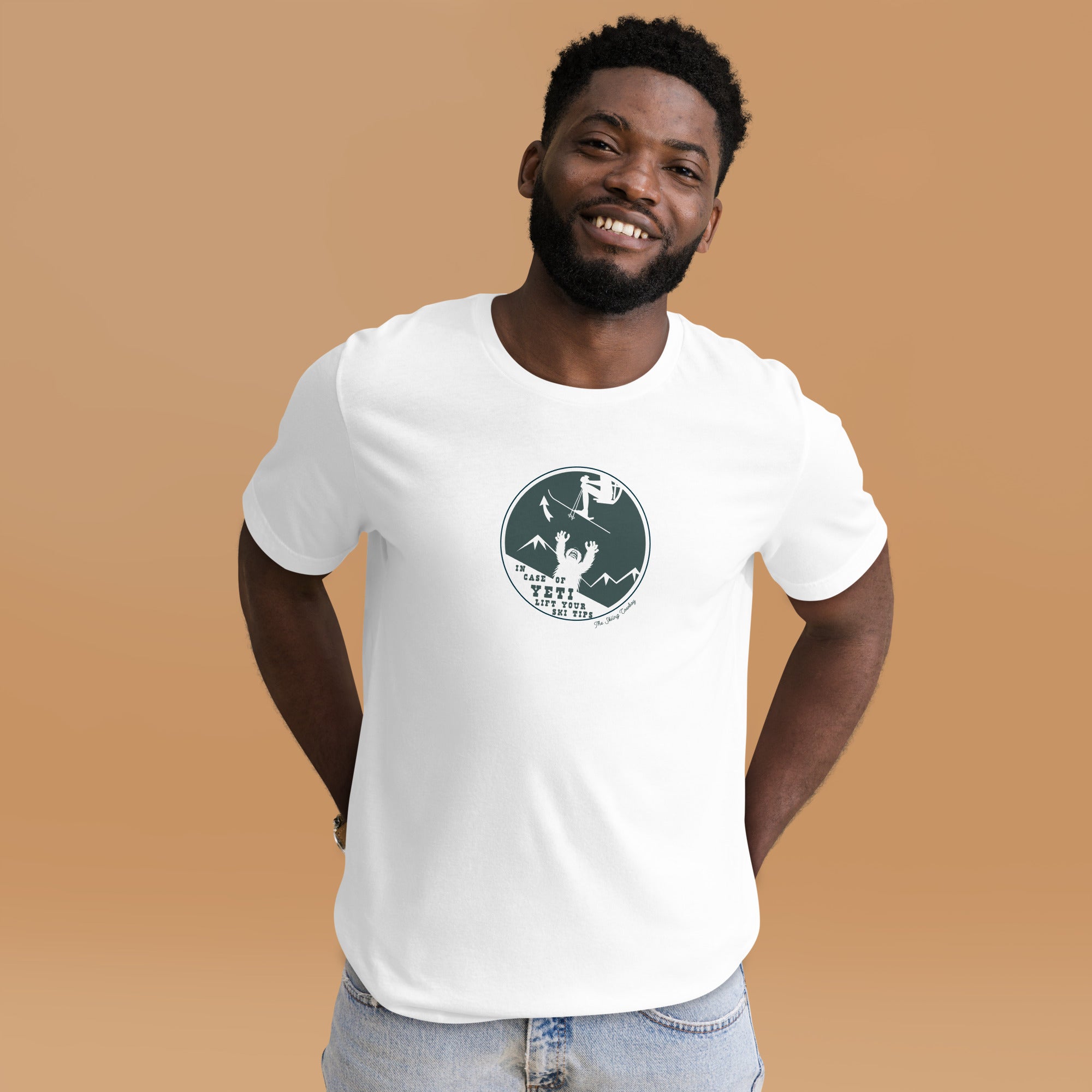 Unisex cotton t-shirt In case of Yeti, lift your ski tips on light colors