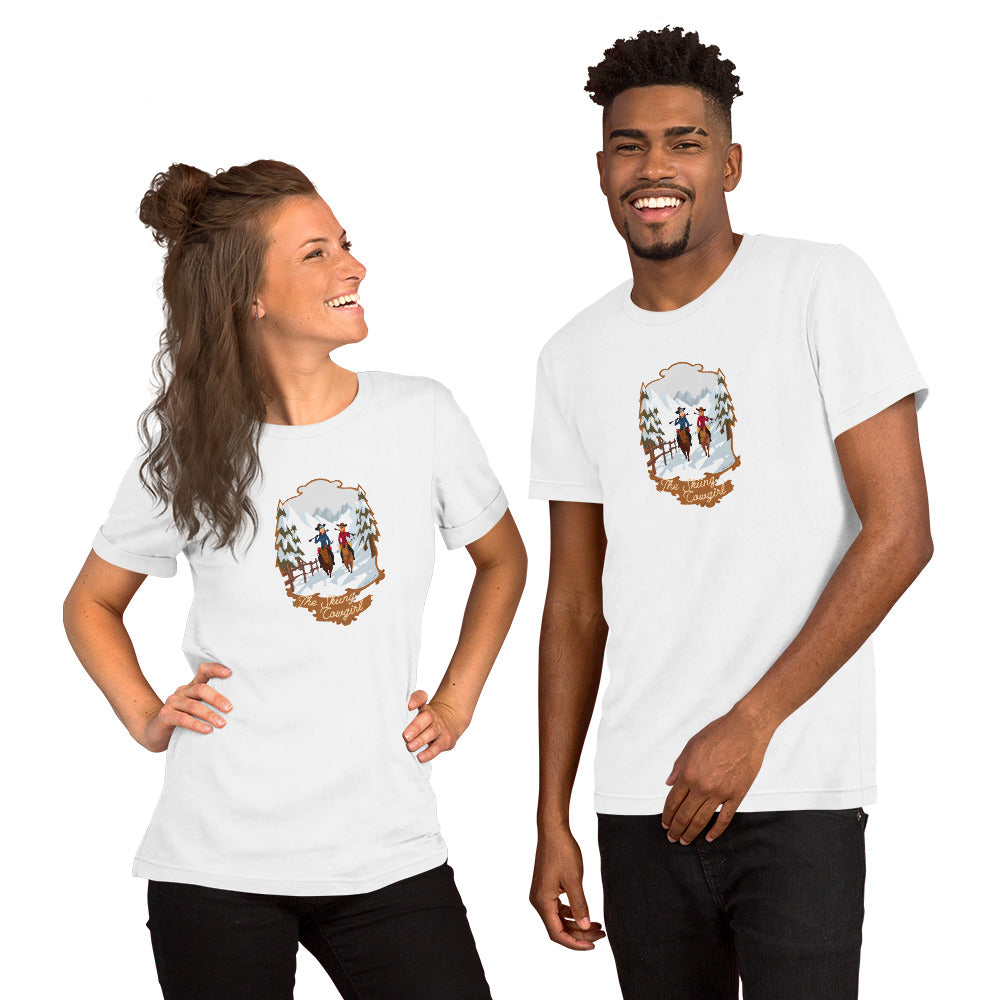 Unisex cotton t-shirt The Skiing Cowgirl on light colors