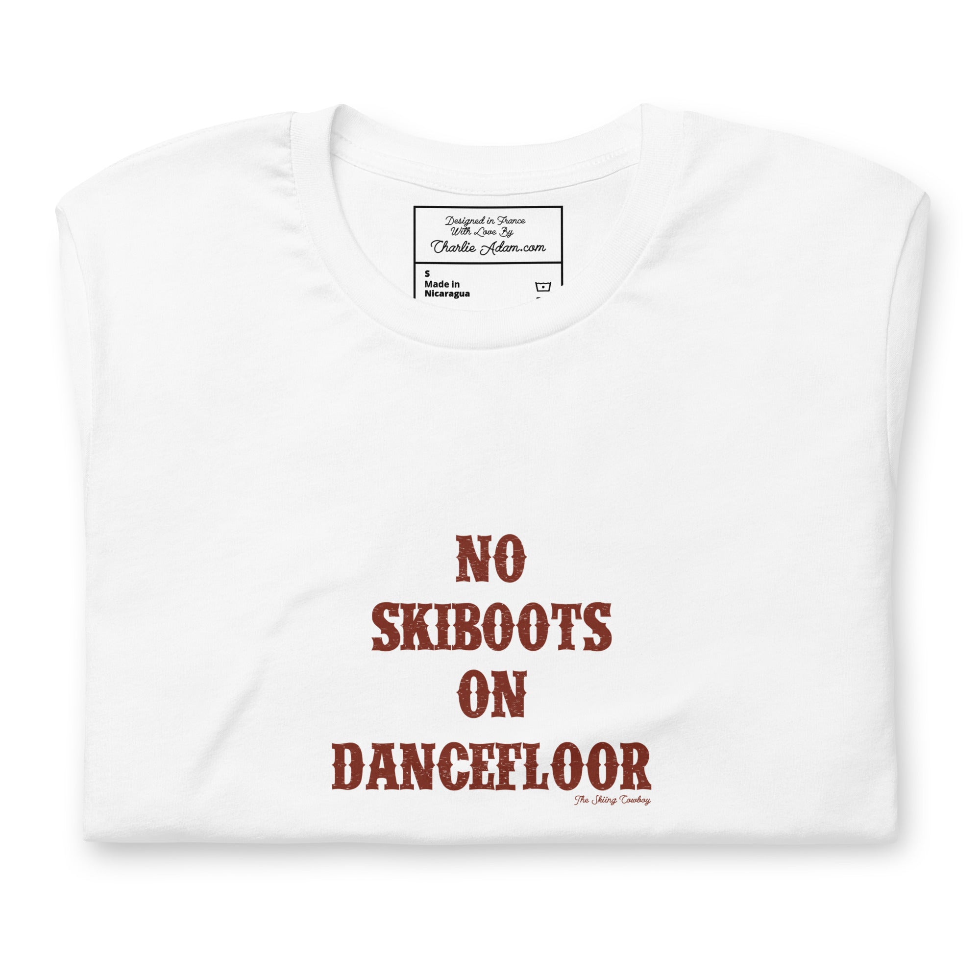 T-shirt en coton unisexe No Skiboots on Dancefloor sur couleurs claires