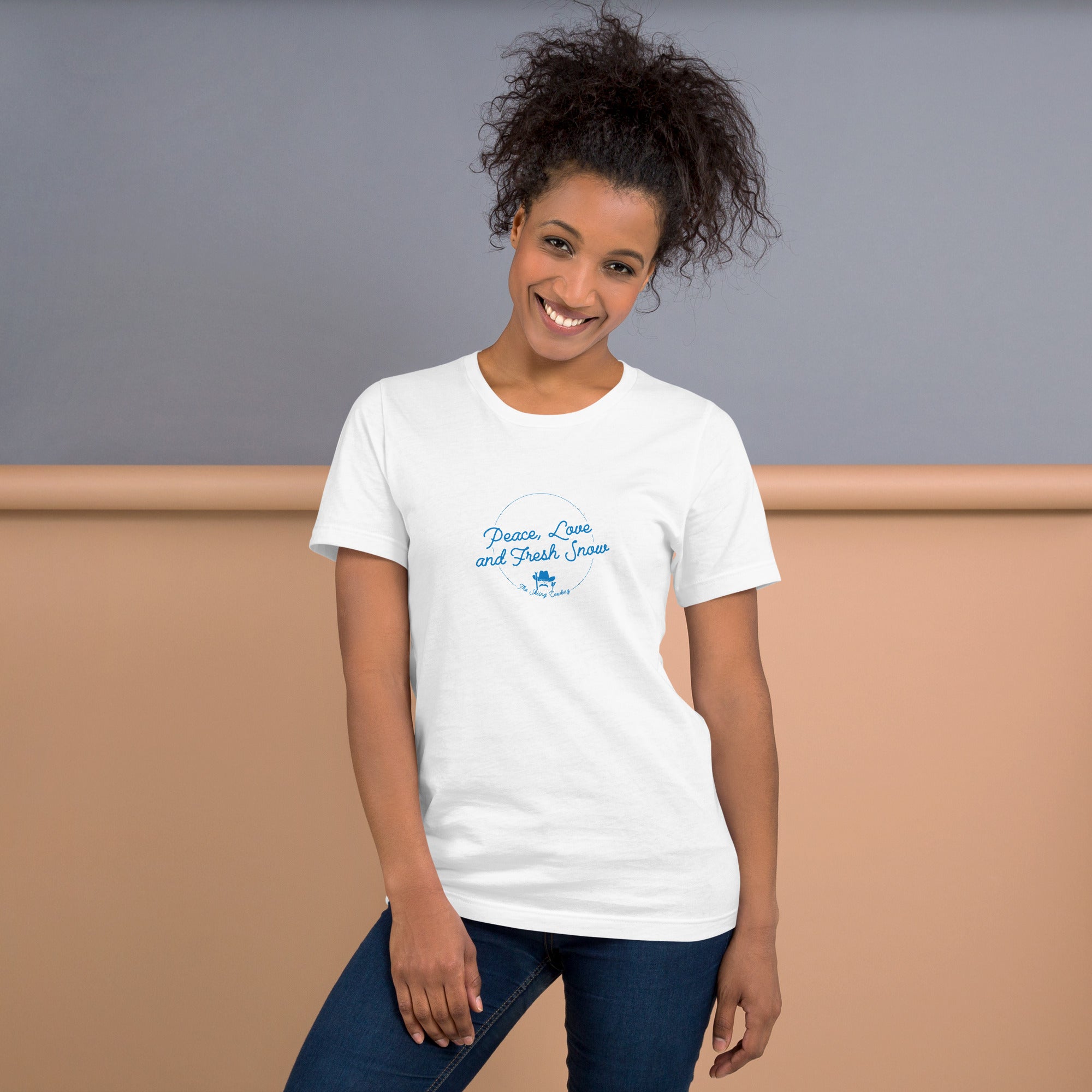 Unisex t-shirt Peace, Love and Fresh Snow on light colors