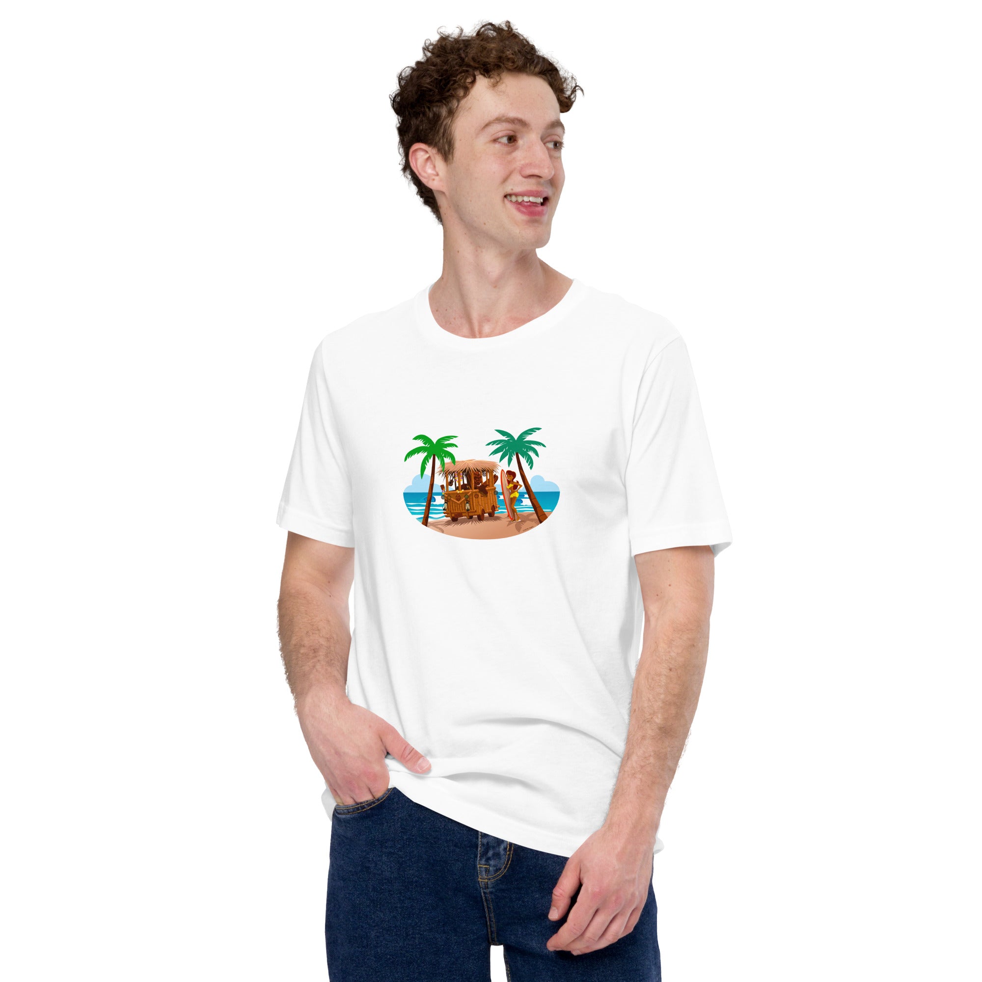 T-shirt en coton unisexe Tiki Kombi sur fond clair