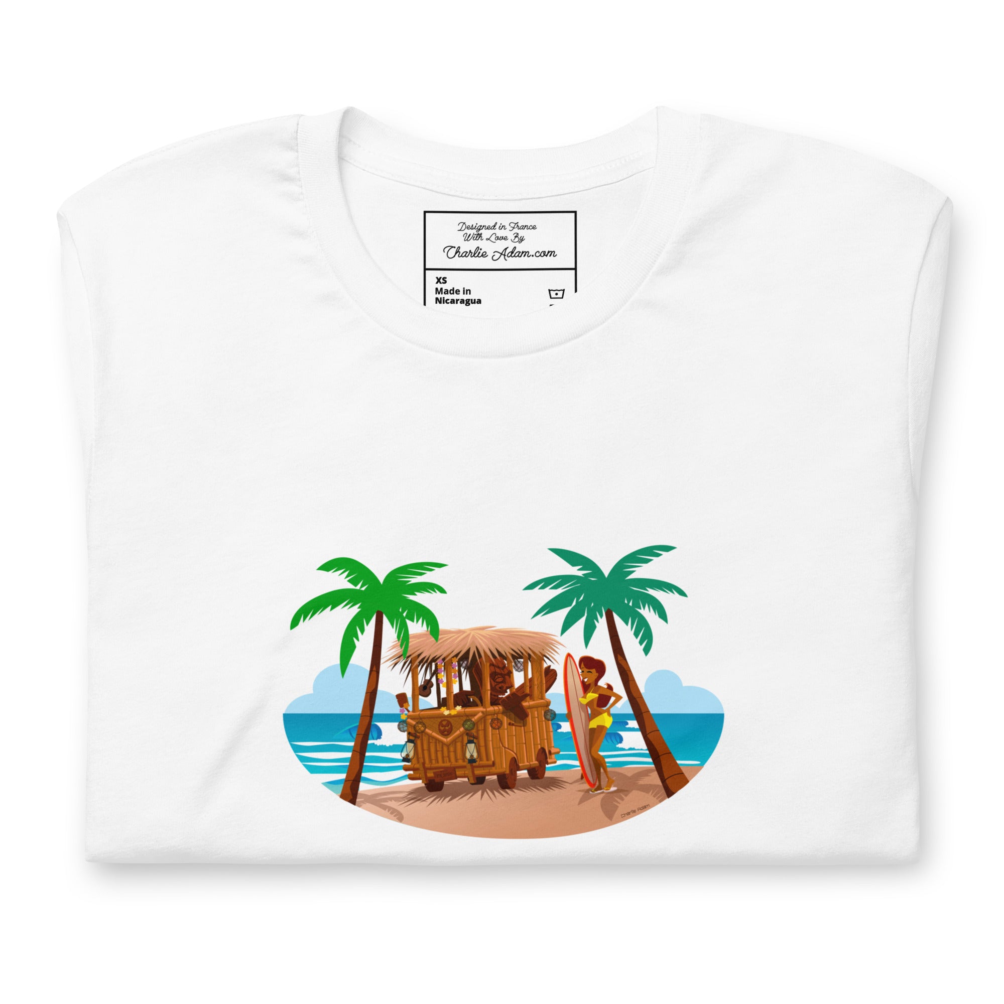 T-shirt en coton unisexe Tiki Kombi sur fond clair