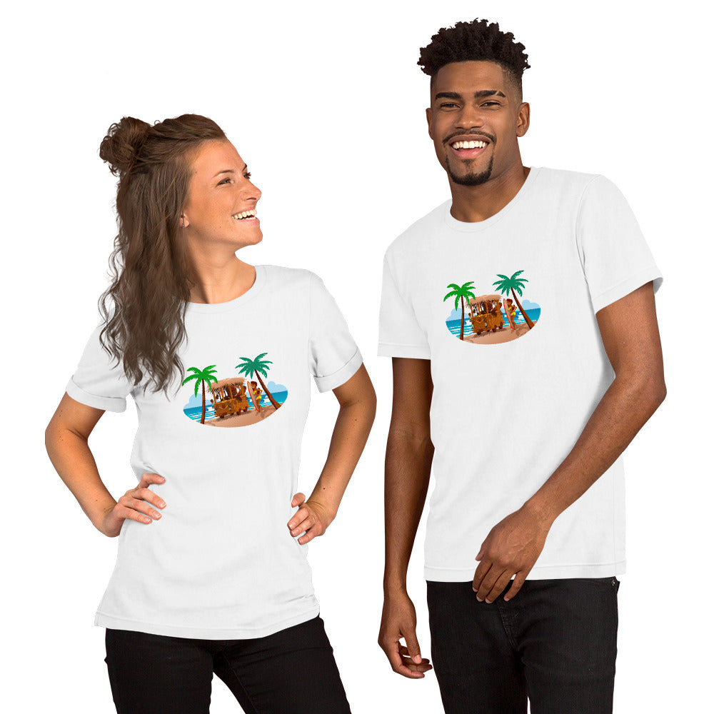 T-shirt en coton unisexe Tiki Kombi sur fond clair