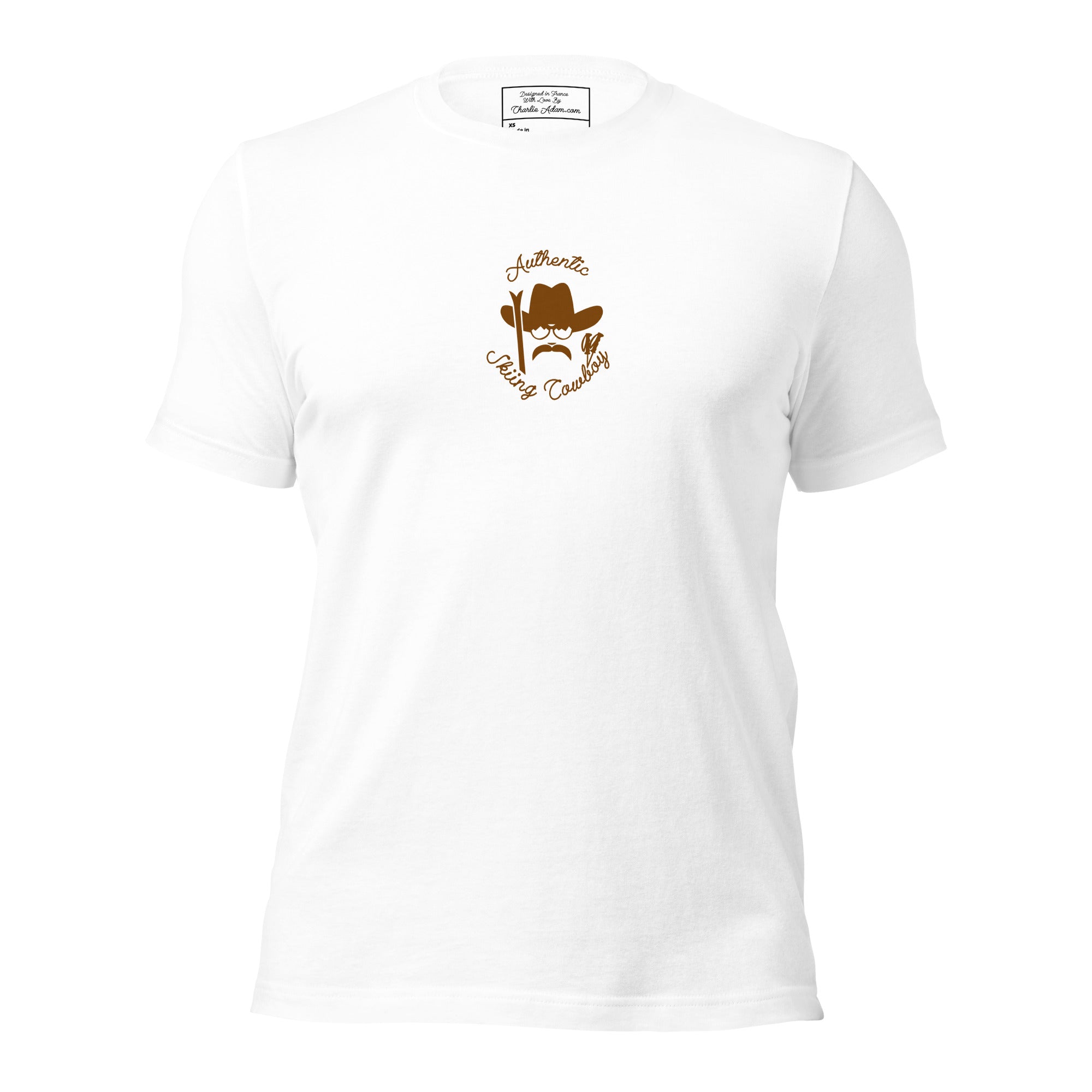 T-shirt en coton unisexe Authentic Skiing Cowboy sur couleurs claires