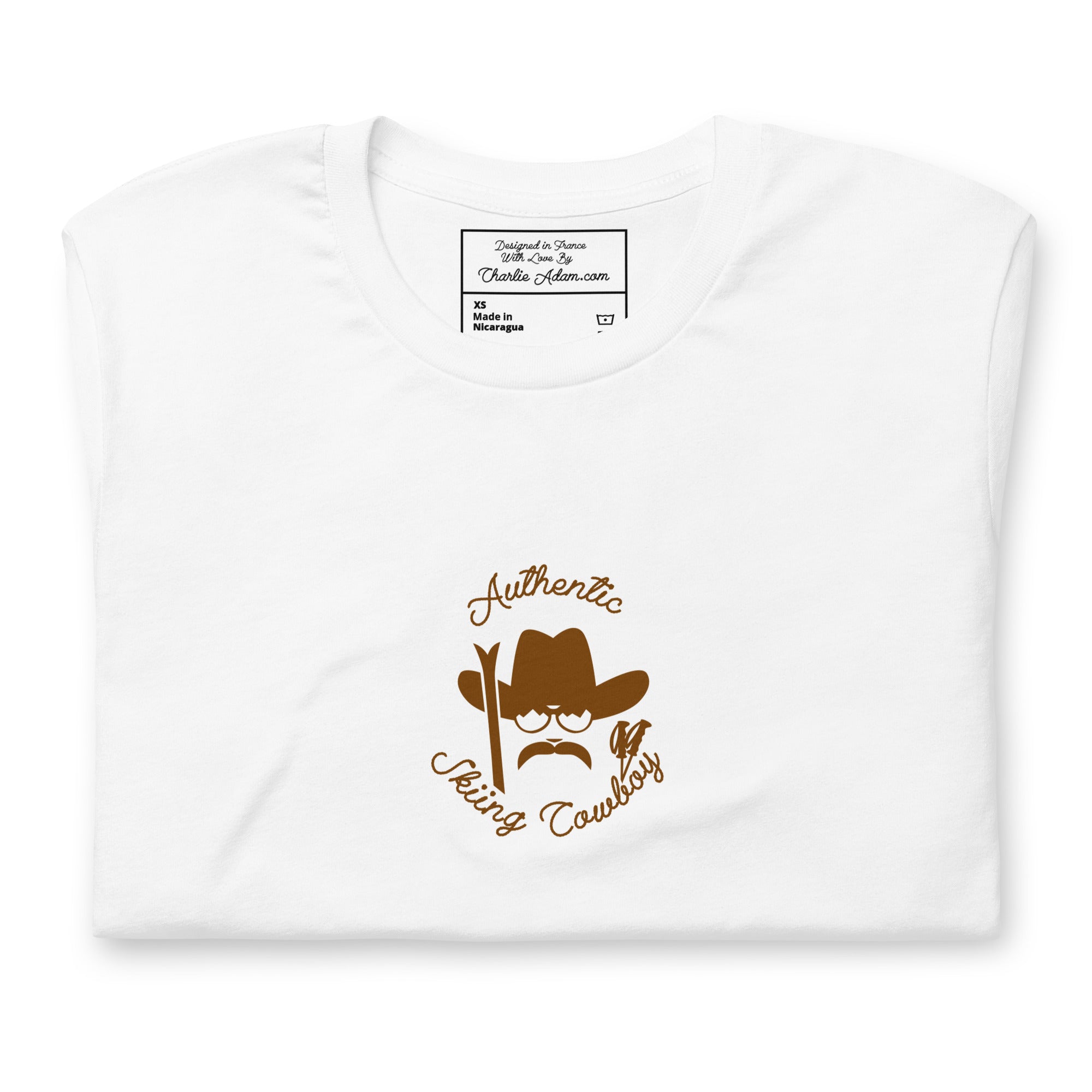 T-shirt en coton unisexe Authentic Skiing Cowboy sur couleurs claires