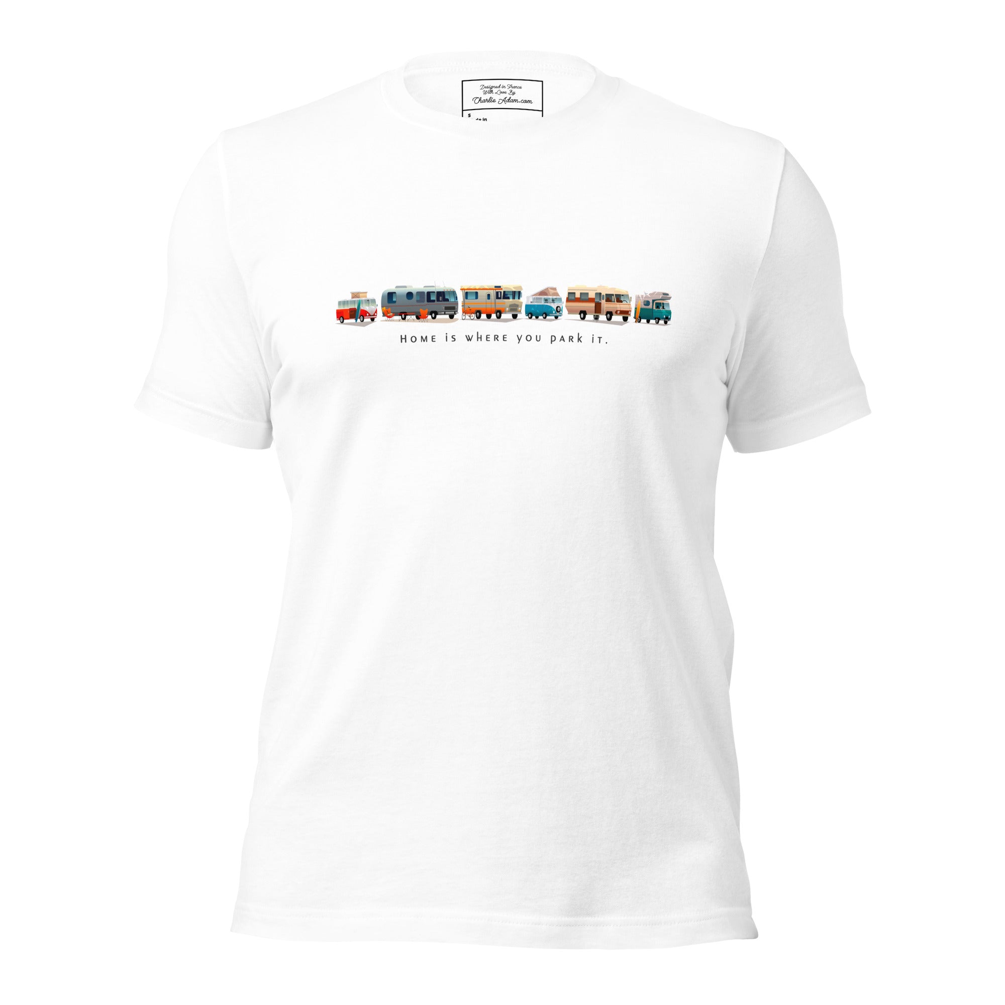 T-shirt en coton unisexe Vintage Campers: Home is where you park it sur couleurs claires