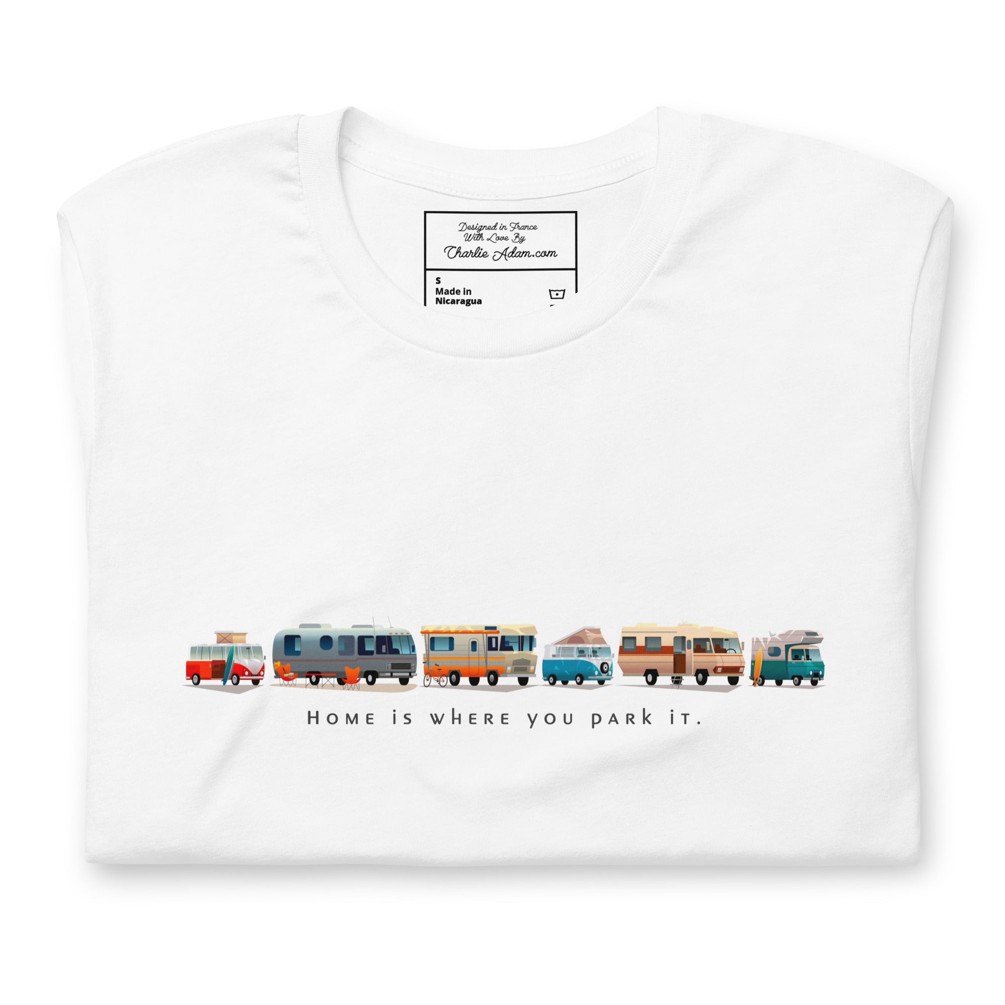 T-shirt en coton unisexe Vintage Campers: Home is where you park it sur couleurs claires