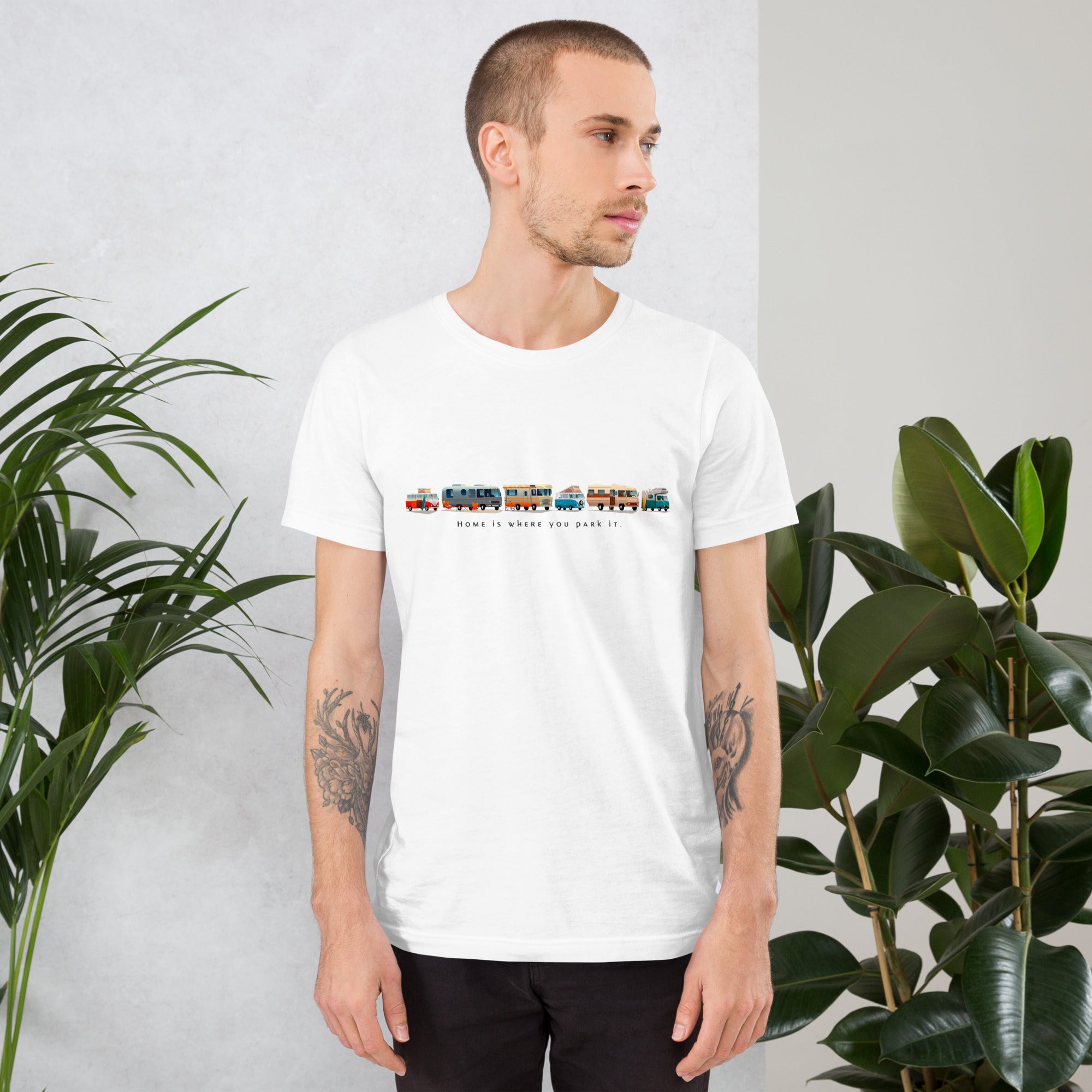 T-shirt en coton unisexe Vintage Campers: Home is where you park it sur couleurs claires