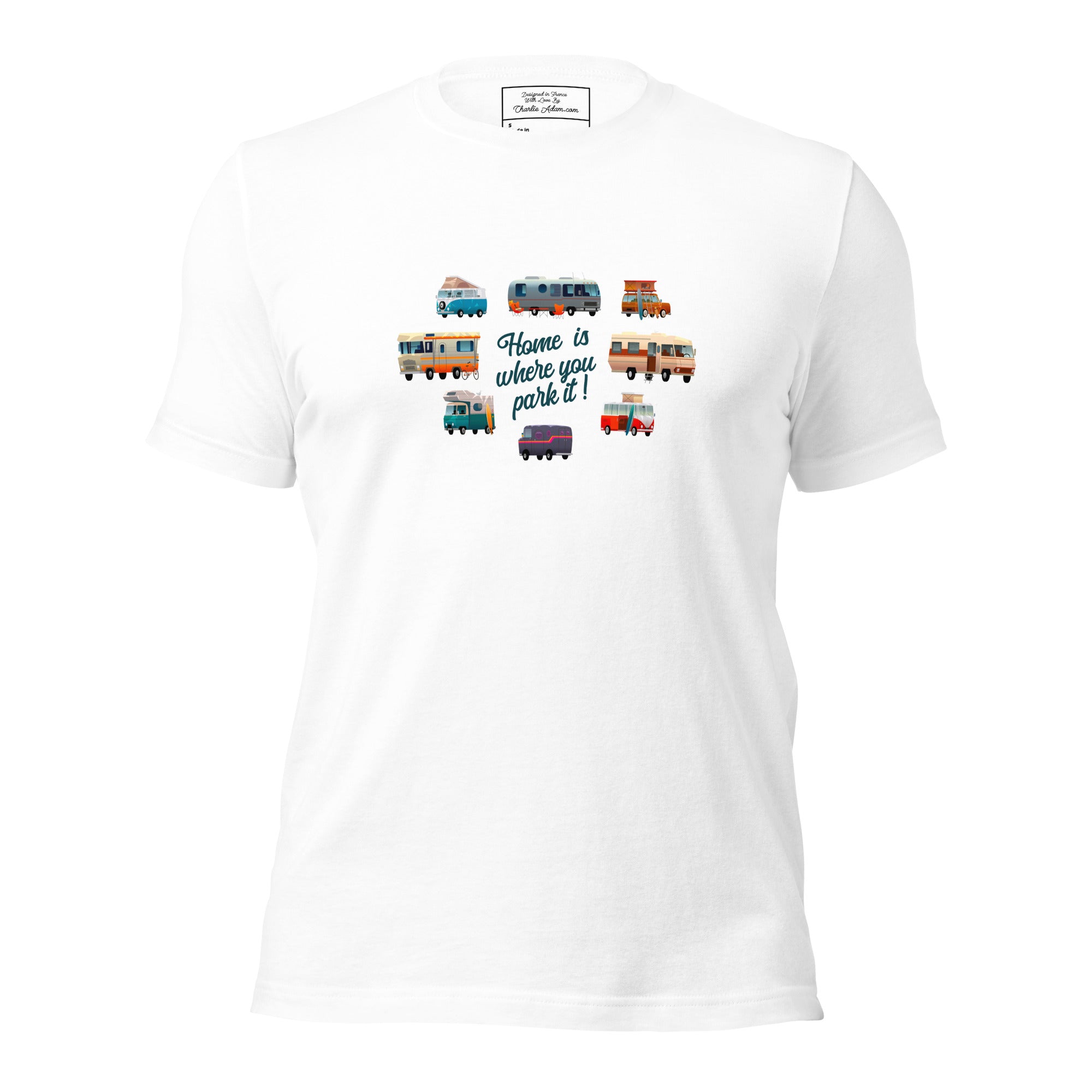 T-shirt en coton unisexe Square Vintage Campers sur couleurs claires