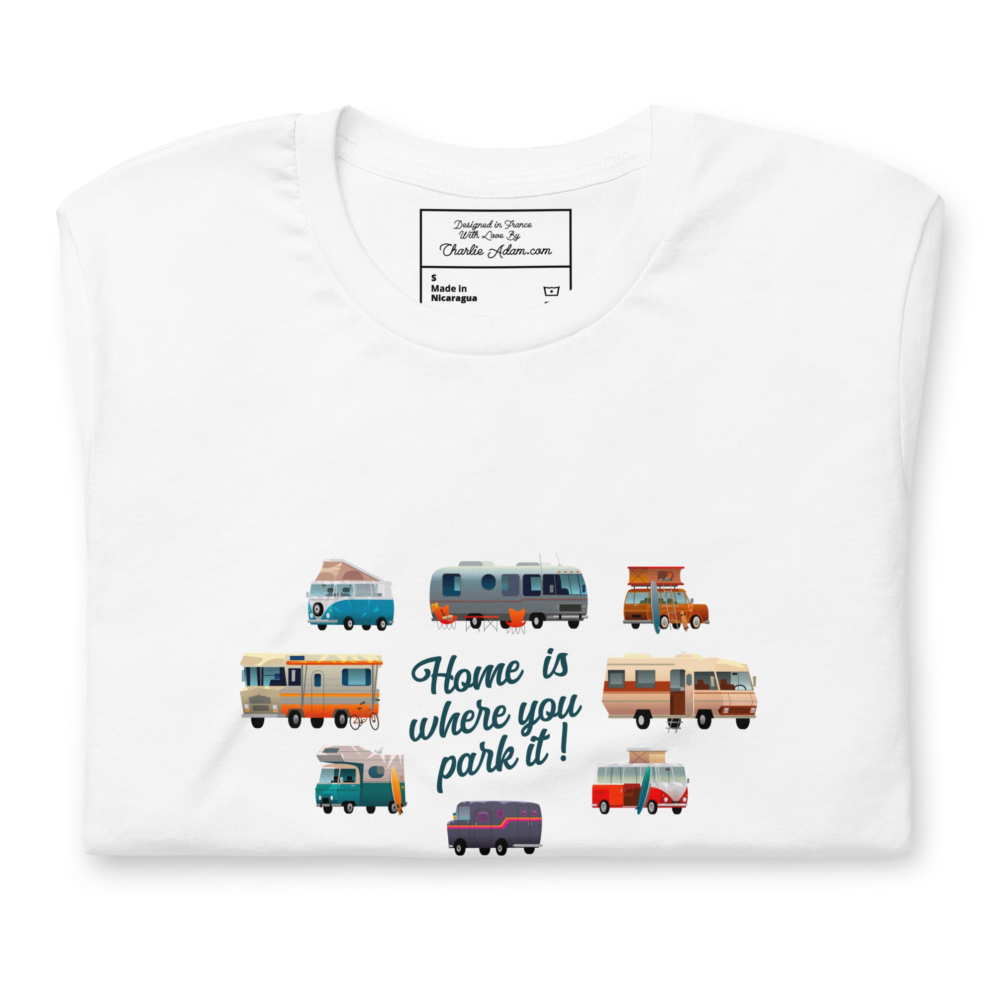 T-shirt en coton unisexe Square Vintage Campers sur couleurs claires