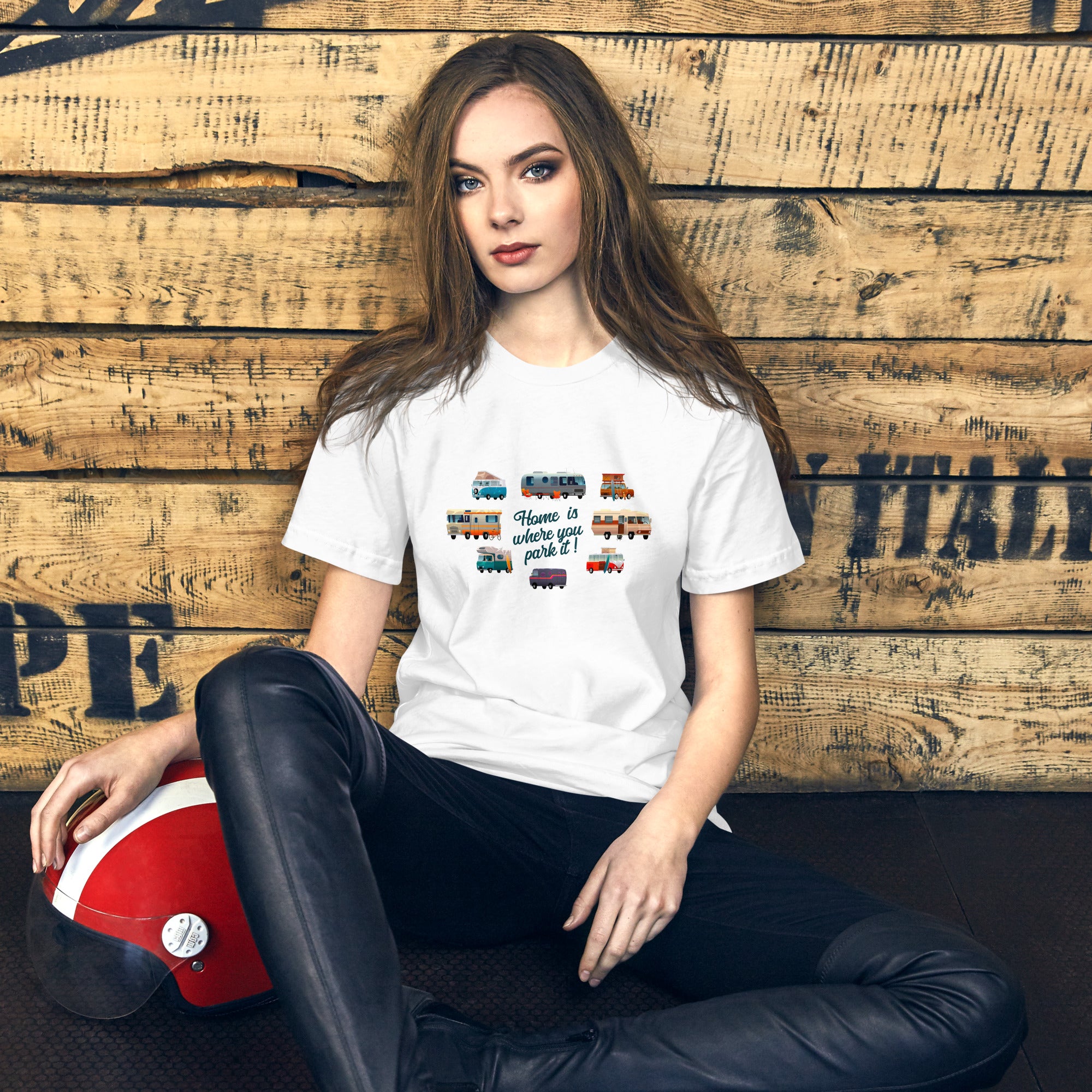 T-shirt en coton unisexe Square Vintage Campers sur couleurs claires