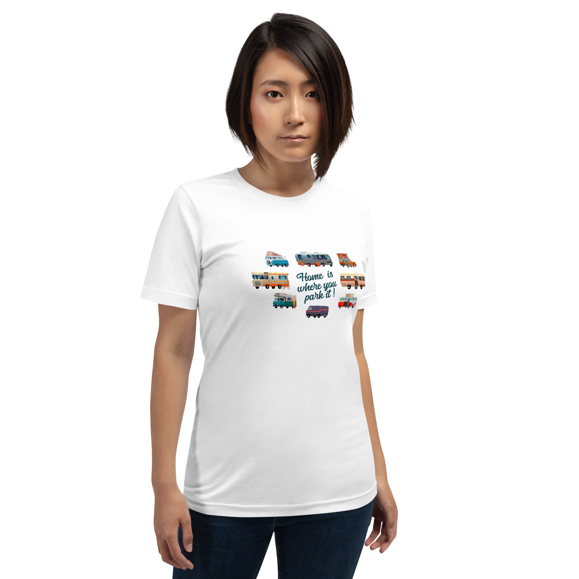 T-shirt en coton unisexe Square Vintage Campers sur couleurs claires