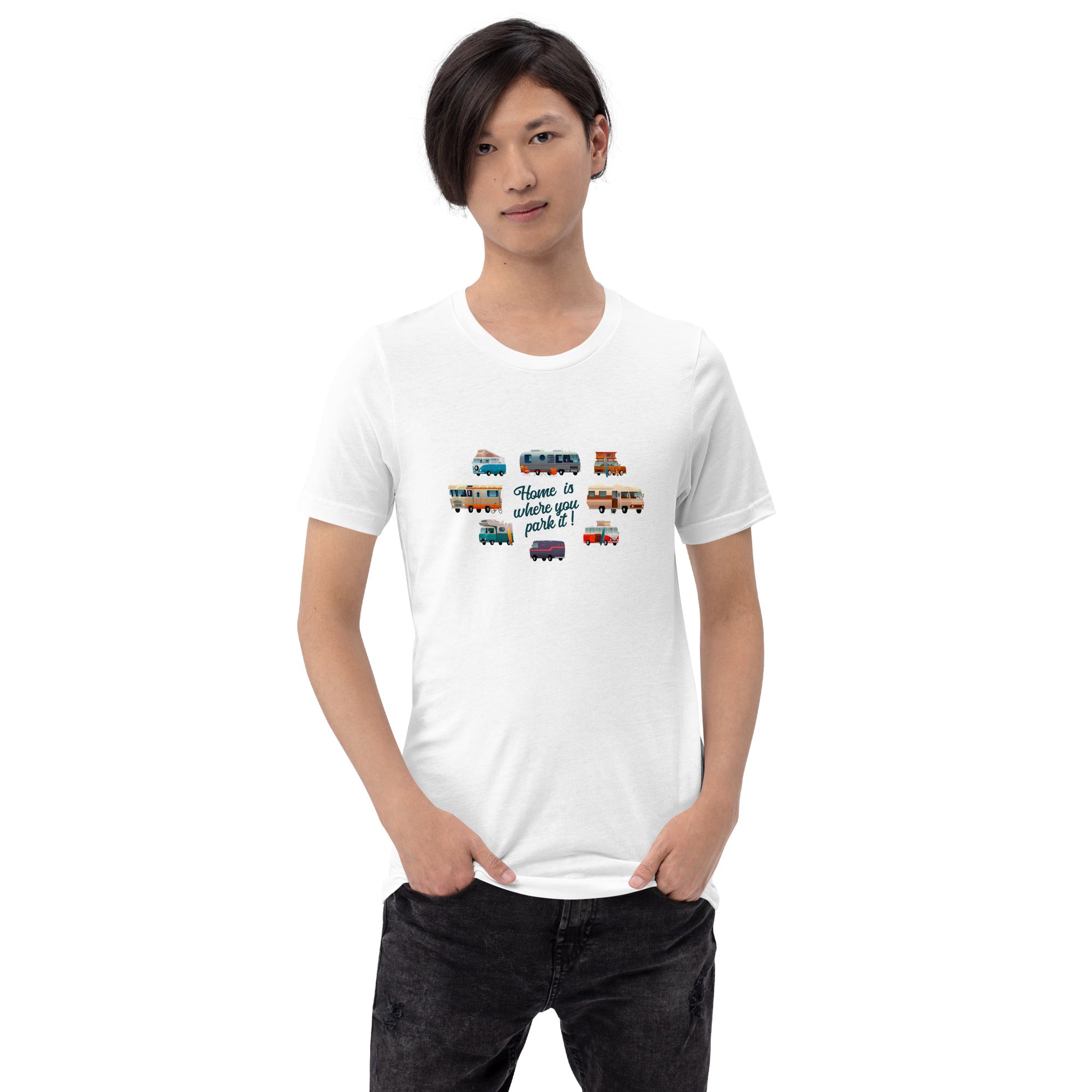 T-shirt en coton unisexe Square Vintage Campers sur couleurs claires