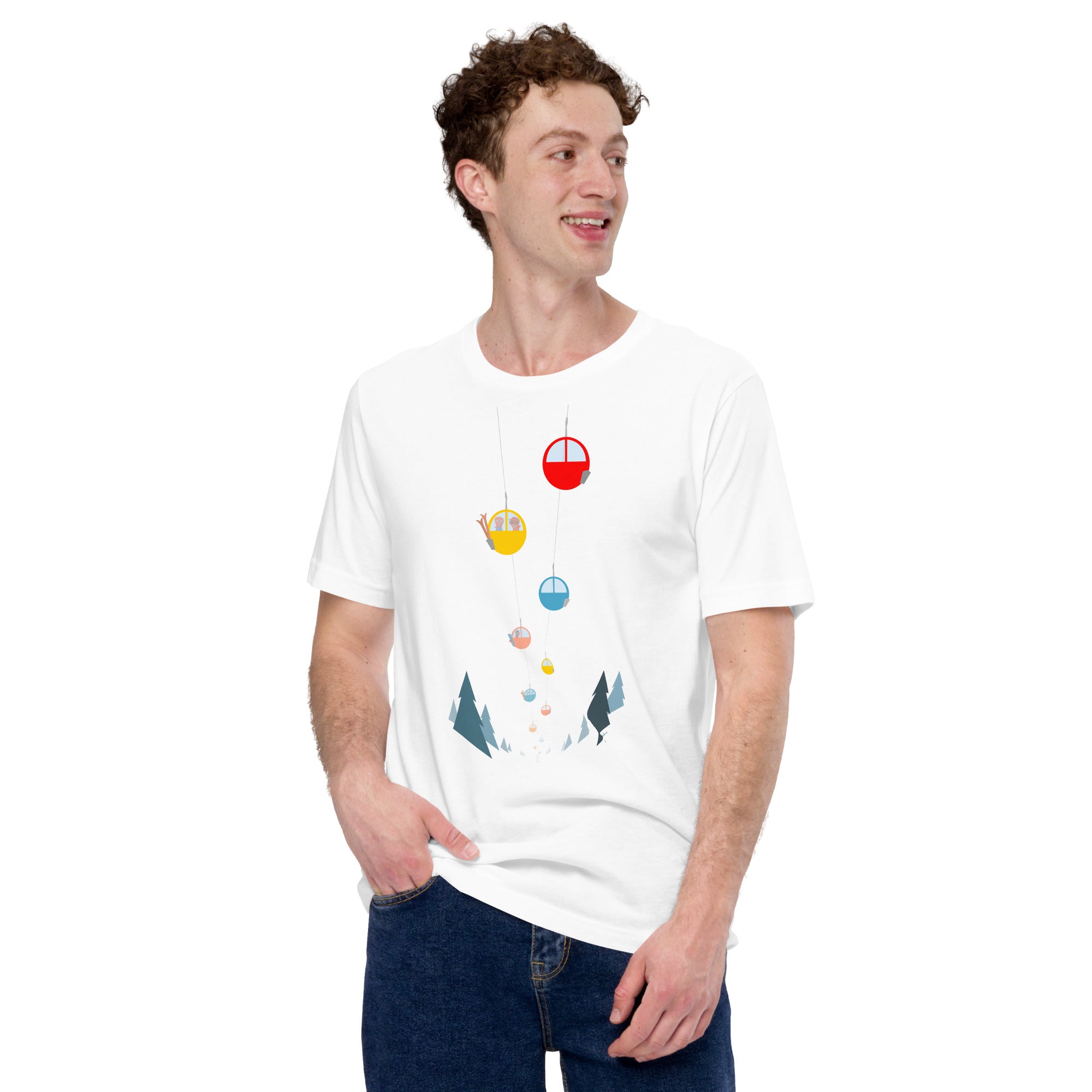 T-shirt en coton unisexe Gondolas in the mist sur couleurs claires