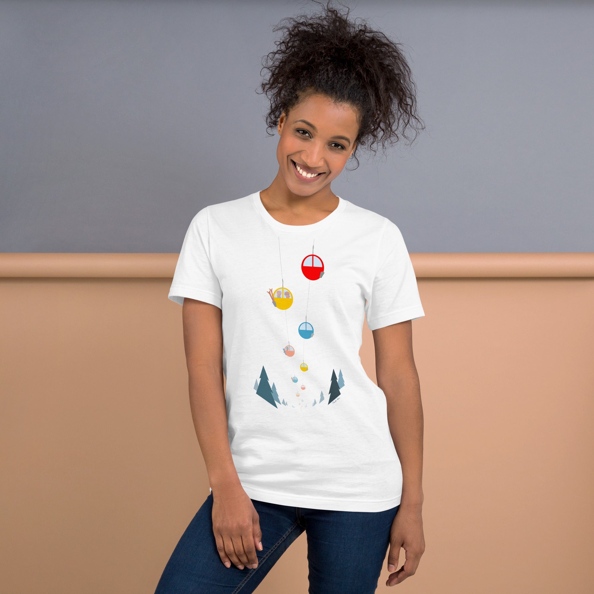 T-shirt en coton unisexe Gondolas in the mist sur couleurs claires