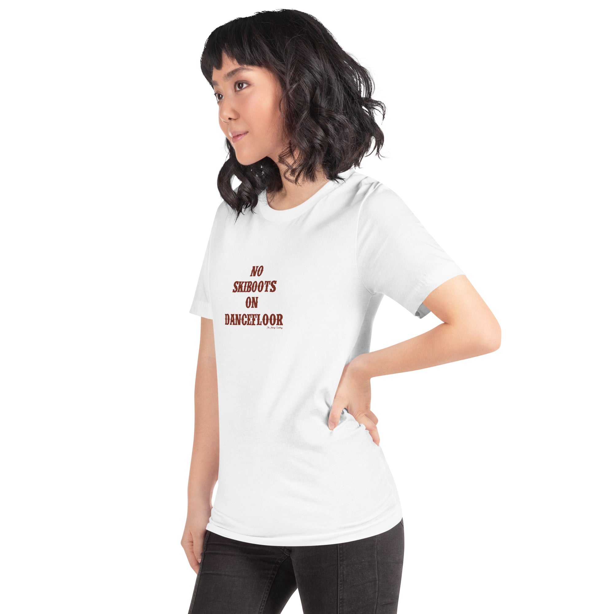 Unisex t-shirt No Skiboots on Dancefloor on light colors