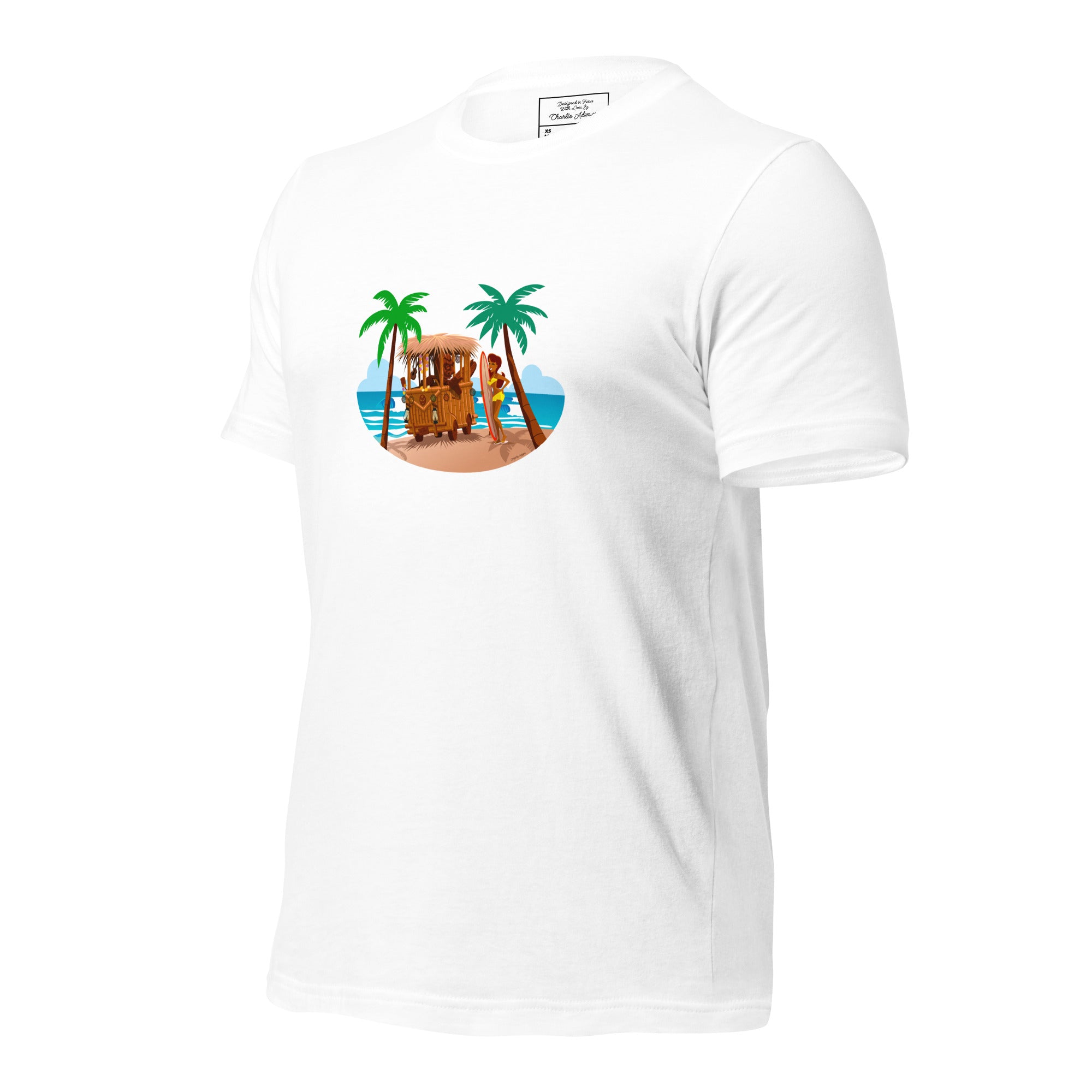 T-shirt en coton unisexe Tiki Kombi sur fond clair