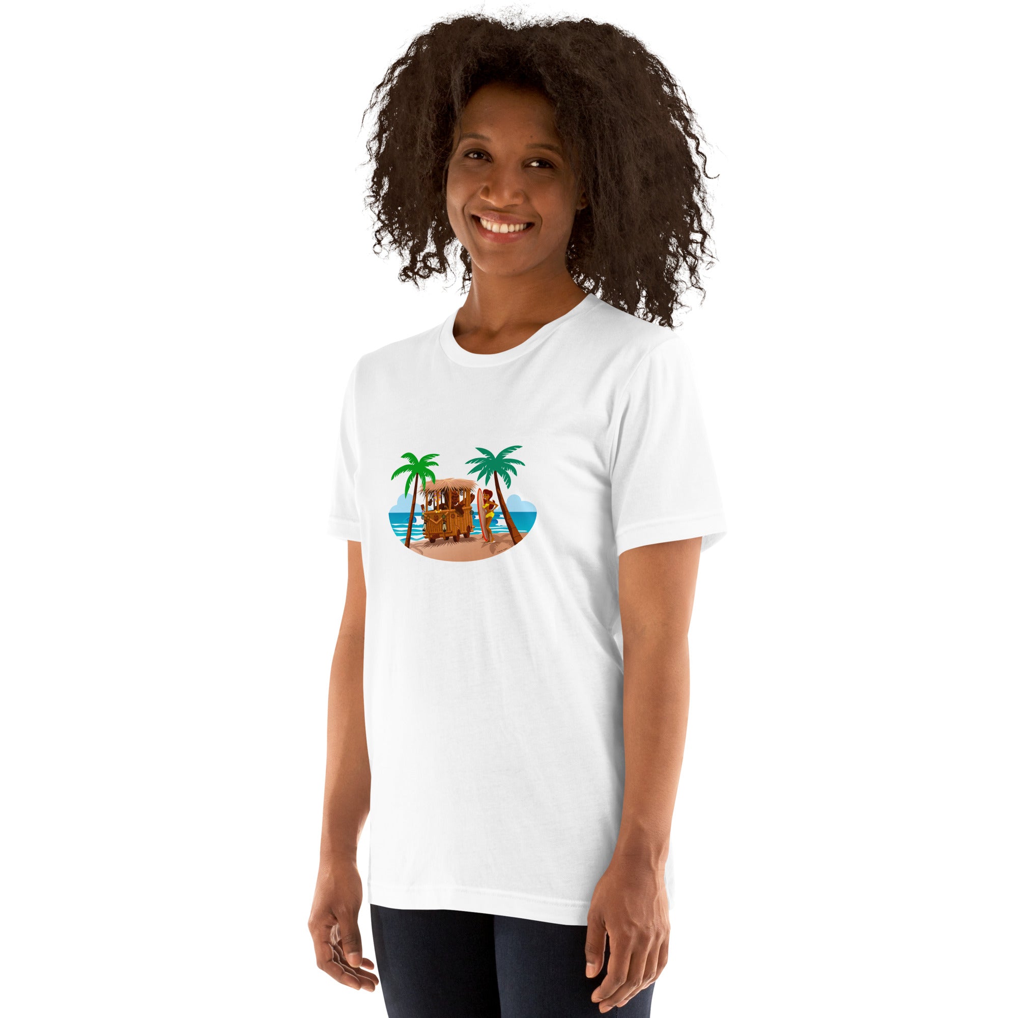 T-shirt en coton unisexe Tiki Kombi sur fond clair