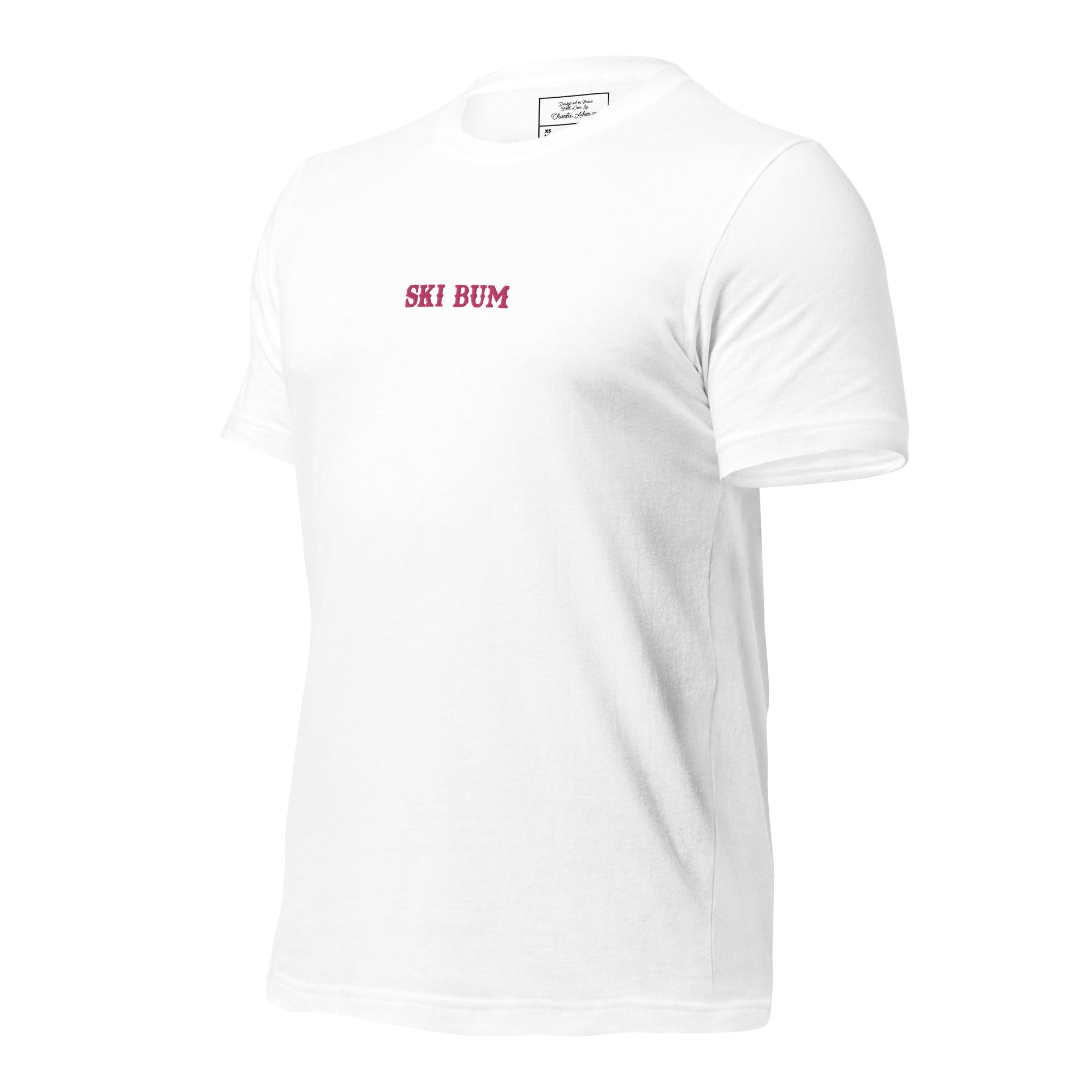 T-shirt en coton unisexe Ski Bum Flamingo brodé sur couleurs claires