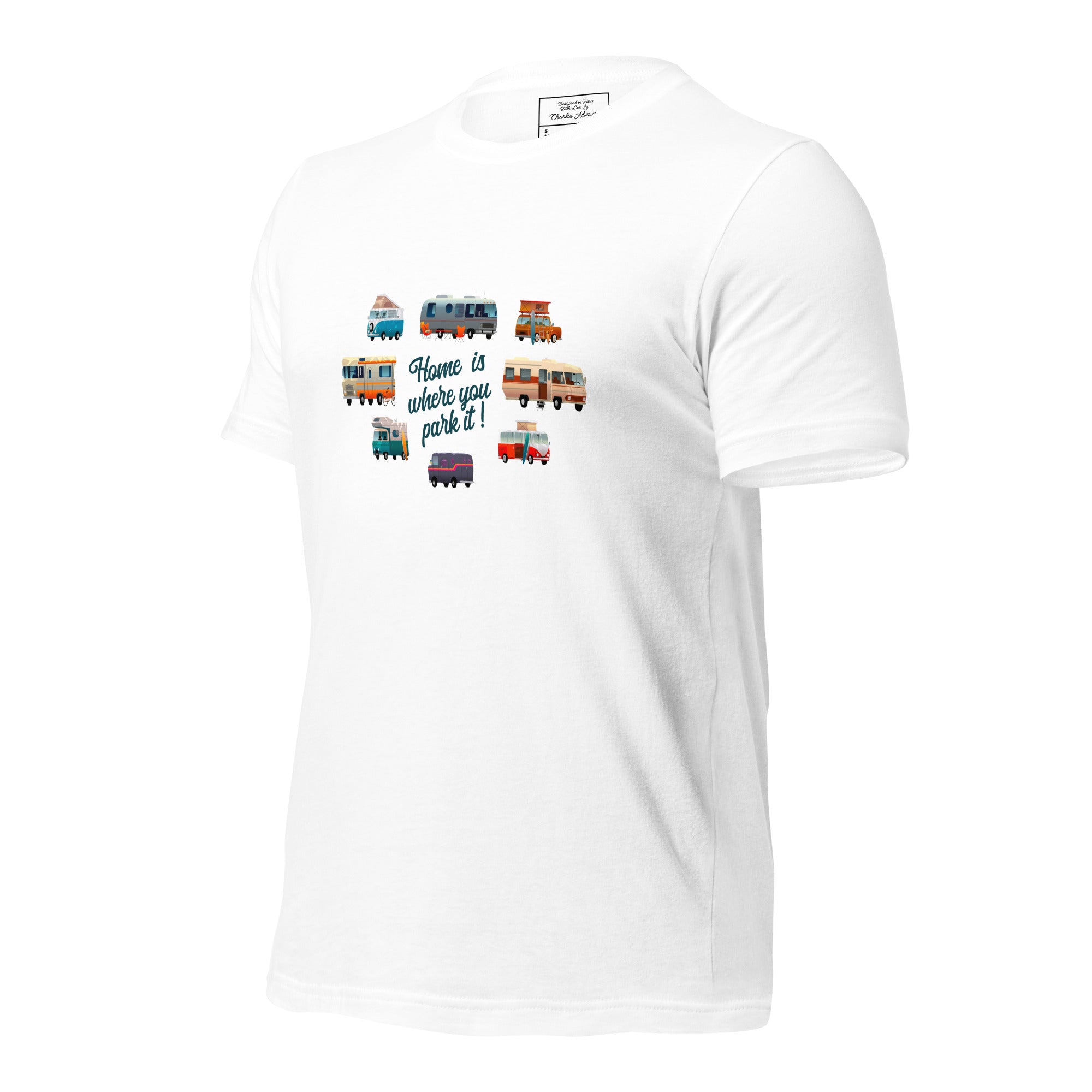 T-shirt en coton unisexe Square Vintage Campers sur couleurs claires