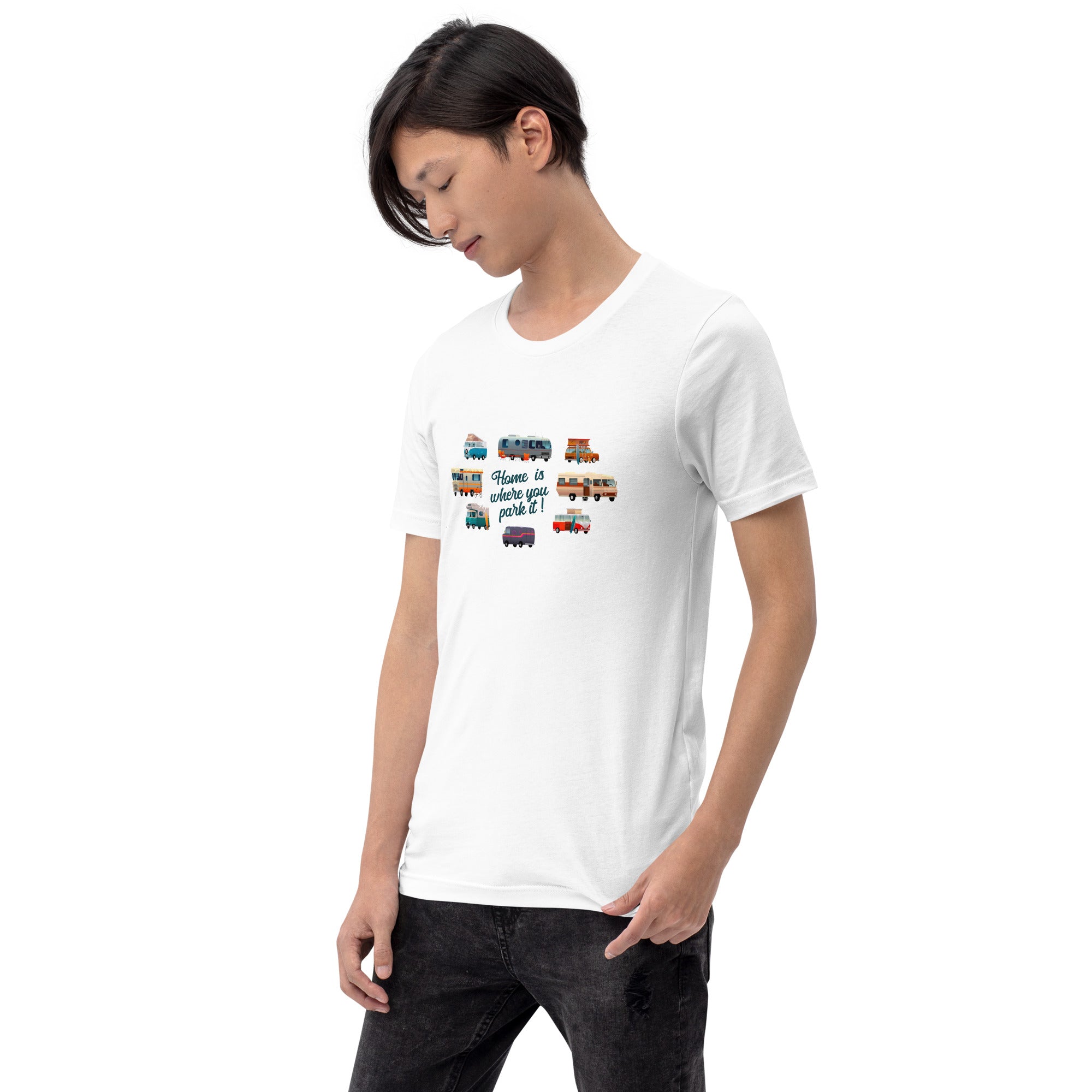 T-shirt en coton unisexe Square Vintage Campers sur couleurs claires