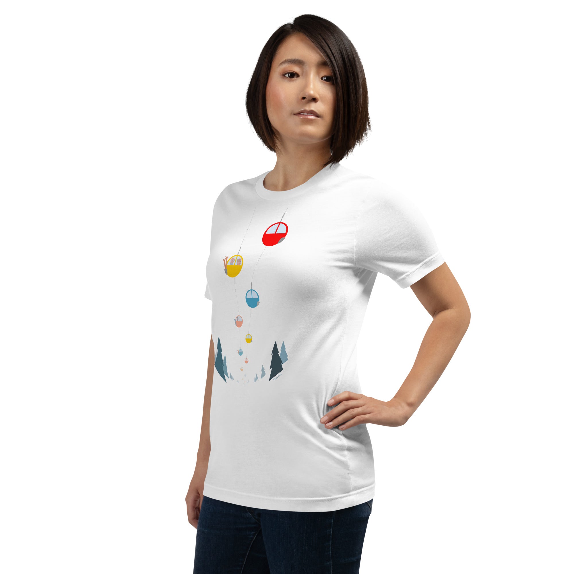 T-shirt en coton unisexe Gondolas in the mist sur couleurs claires