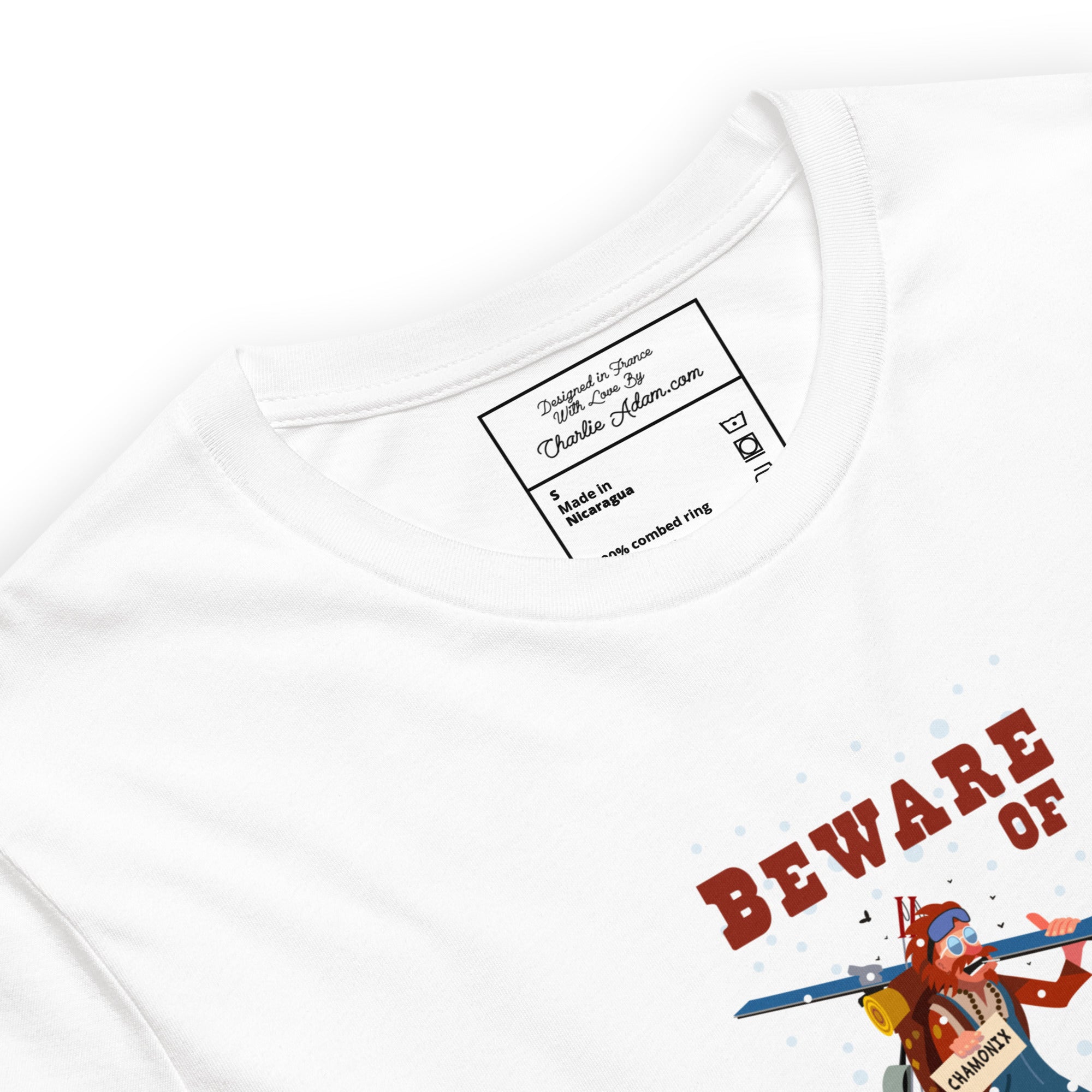 T-shirt en coton unisexe Beware of ski bums, drunks and loose women sur couleurs claires