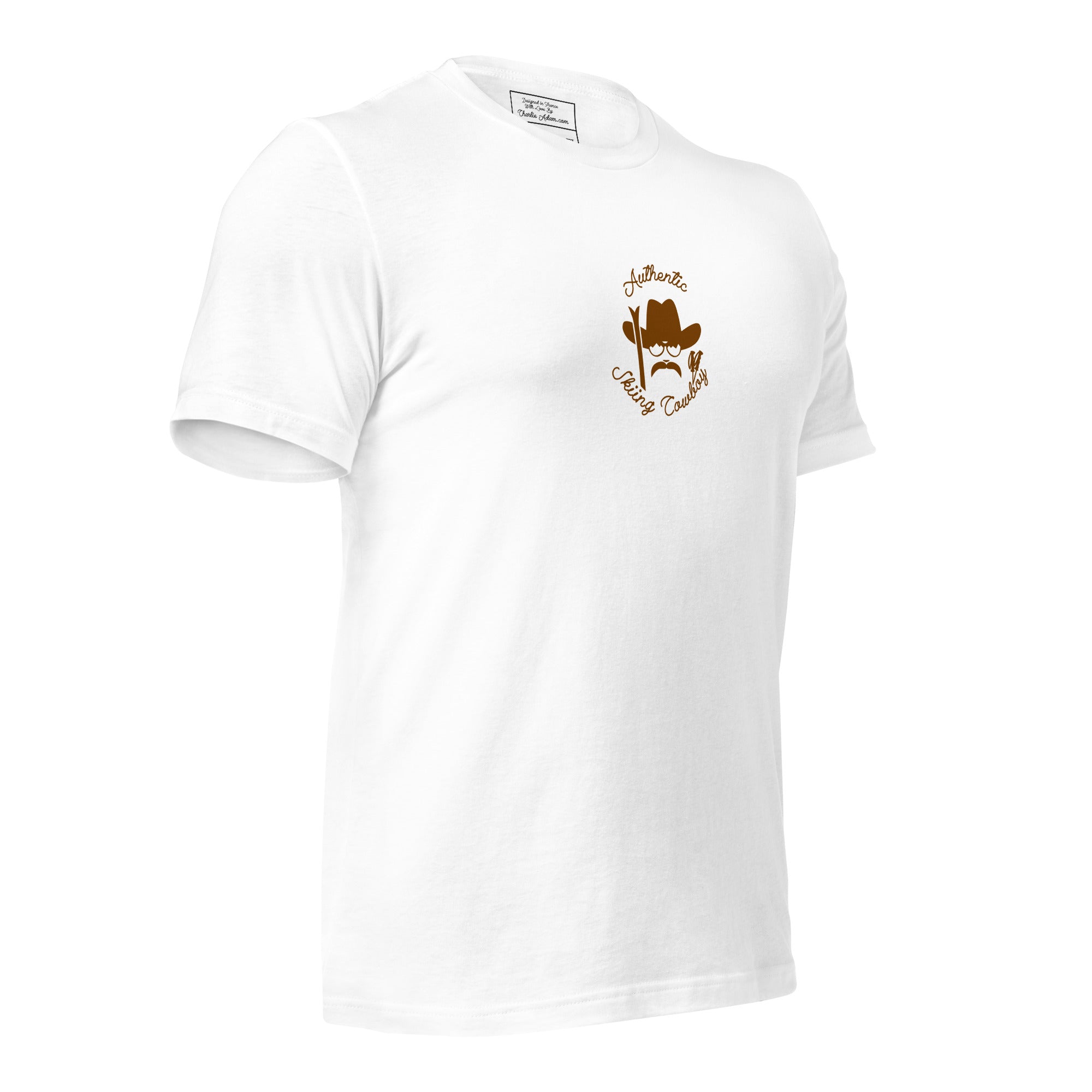 T-shirt en coton unisexe Authentic Skiing Cowboy sur couleurs claires