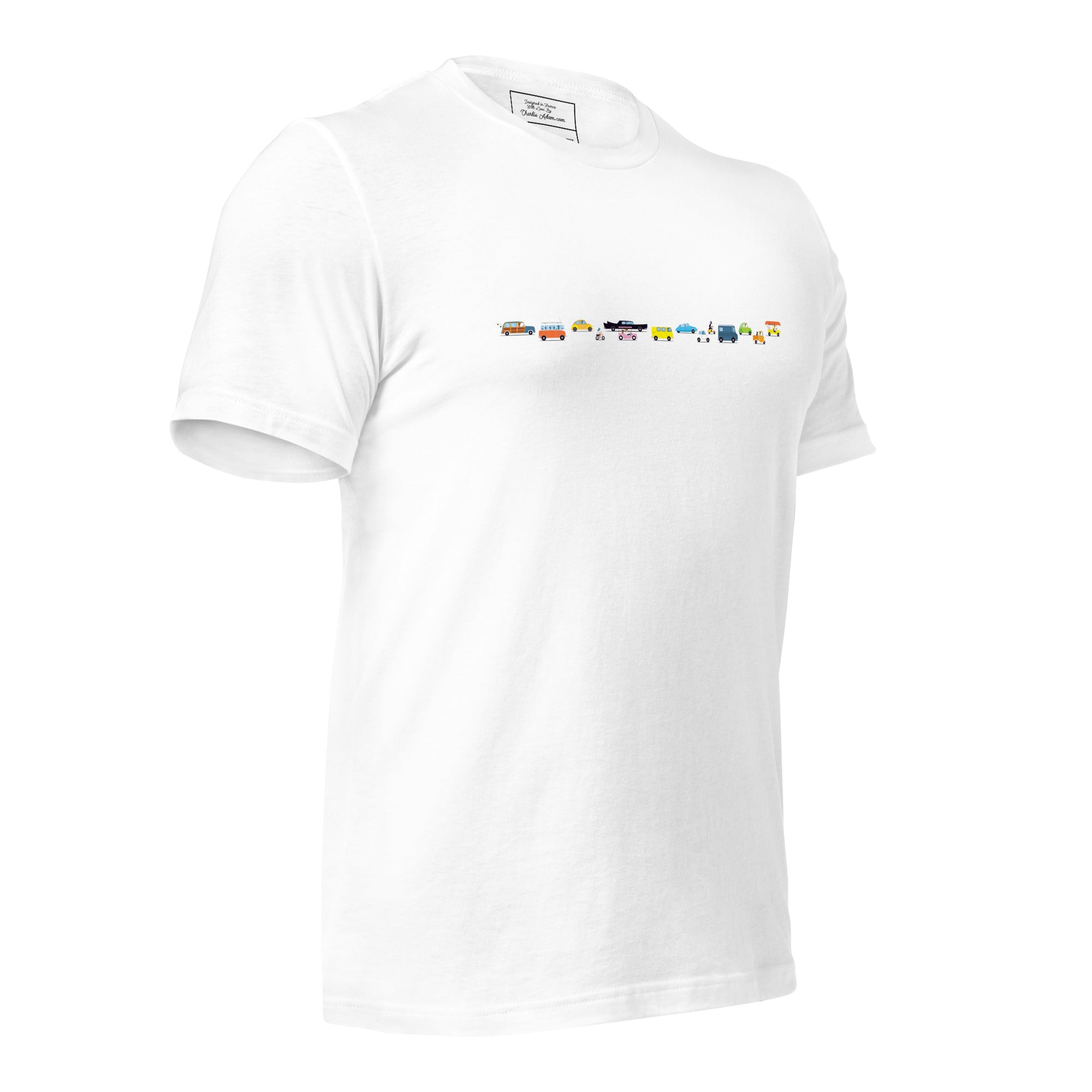 T-shirt en coton unisexe Vintage Cars Traffic Jam sur couleurs claires