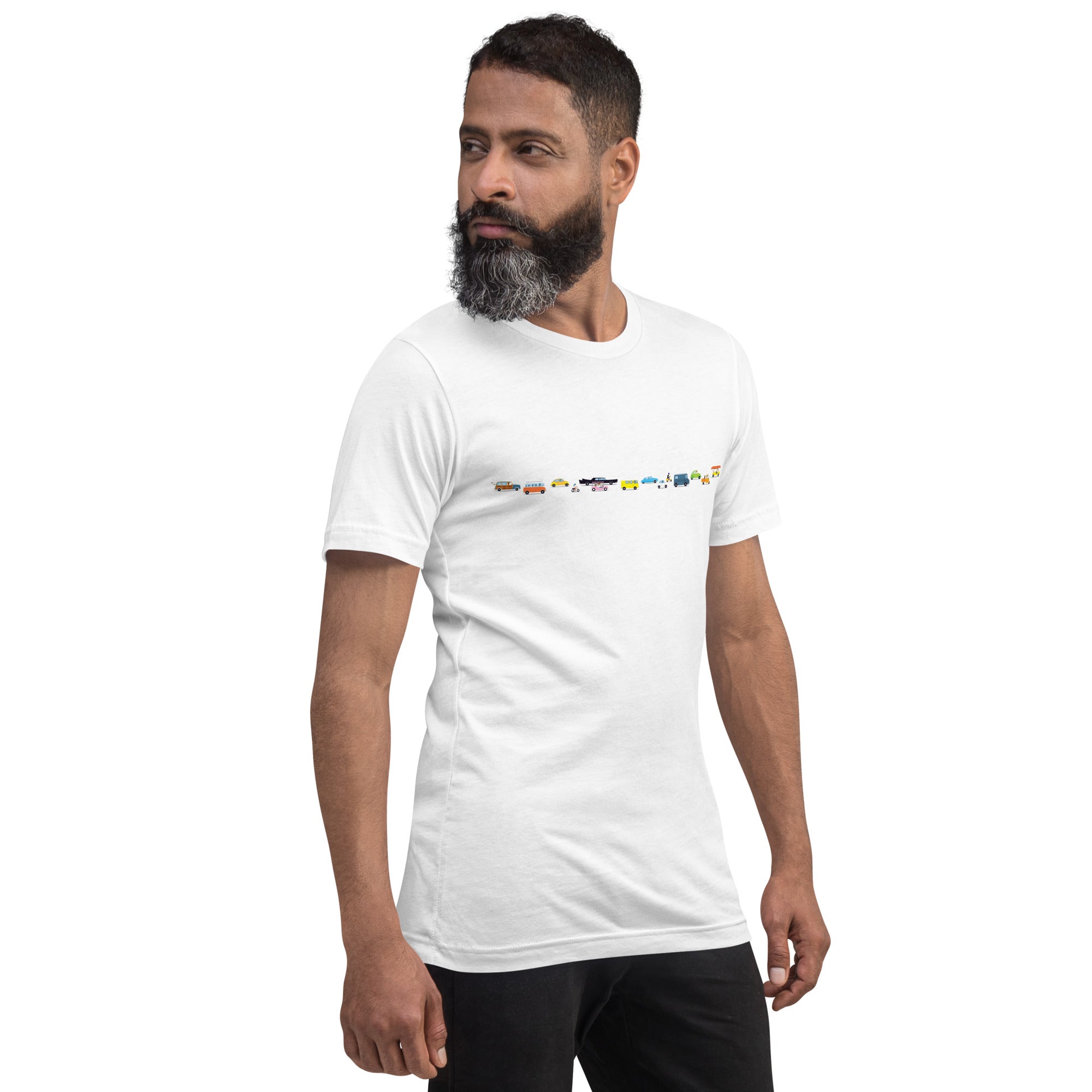 T-shirt en coton unisexe Vintage Cars Traffic Jam sur couleurs claires