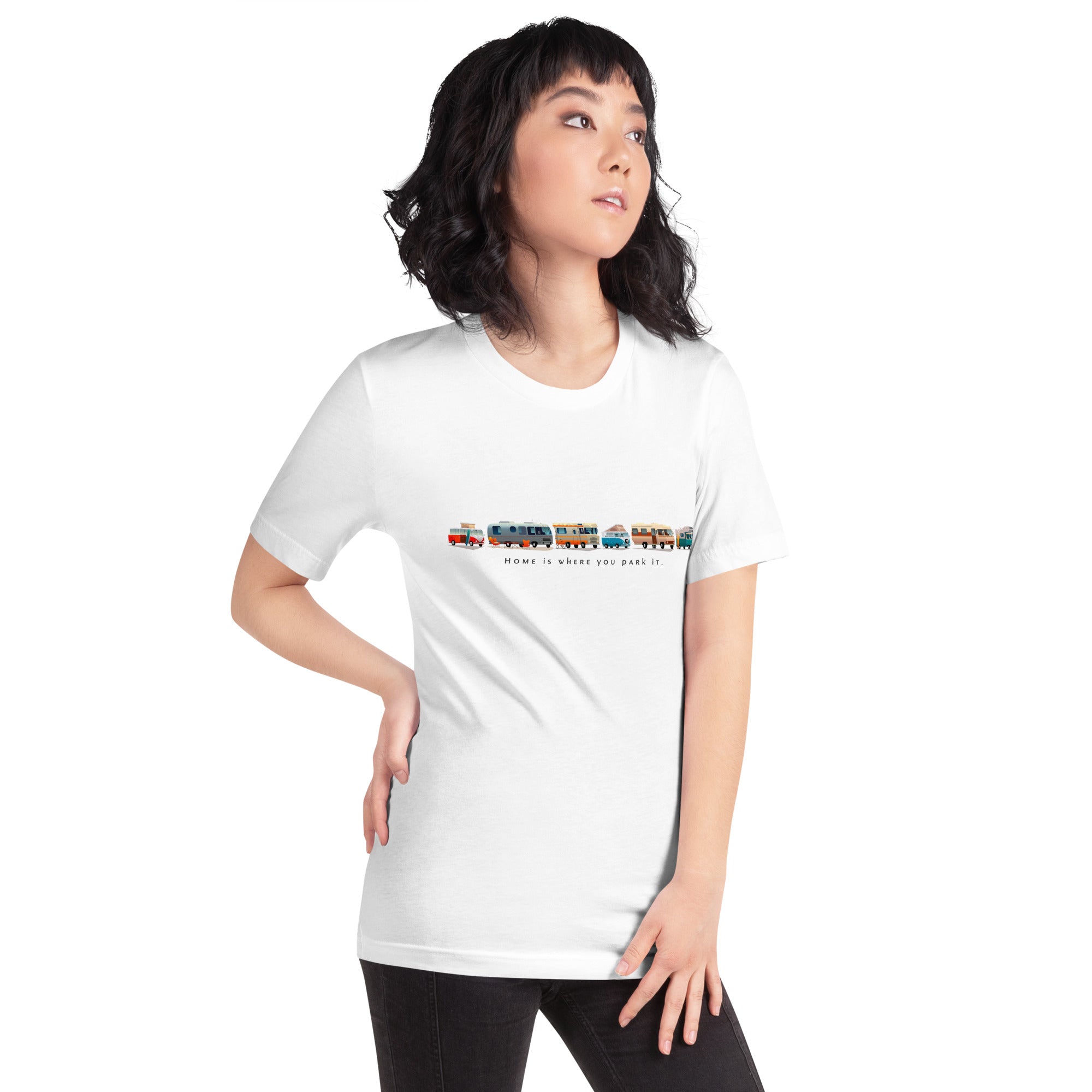 T-shirt en coton unisexe Vintage Campers: Home is where you park it sur couleurs claires