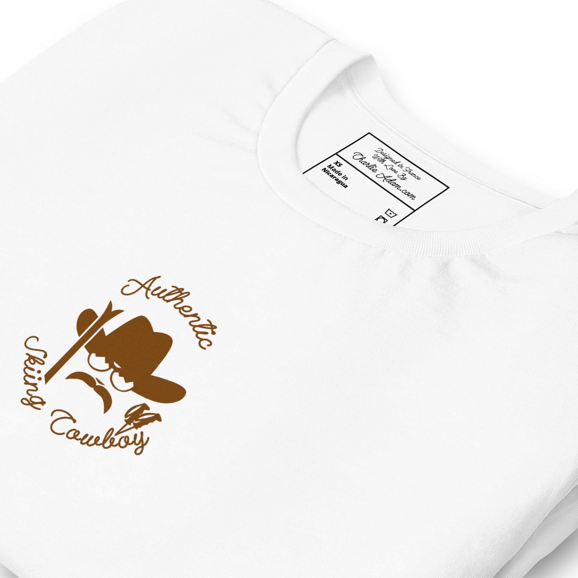 T-shirt en coton unisexe Authentic Skiing Cowboy sur couleurs claires