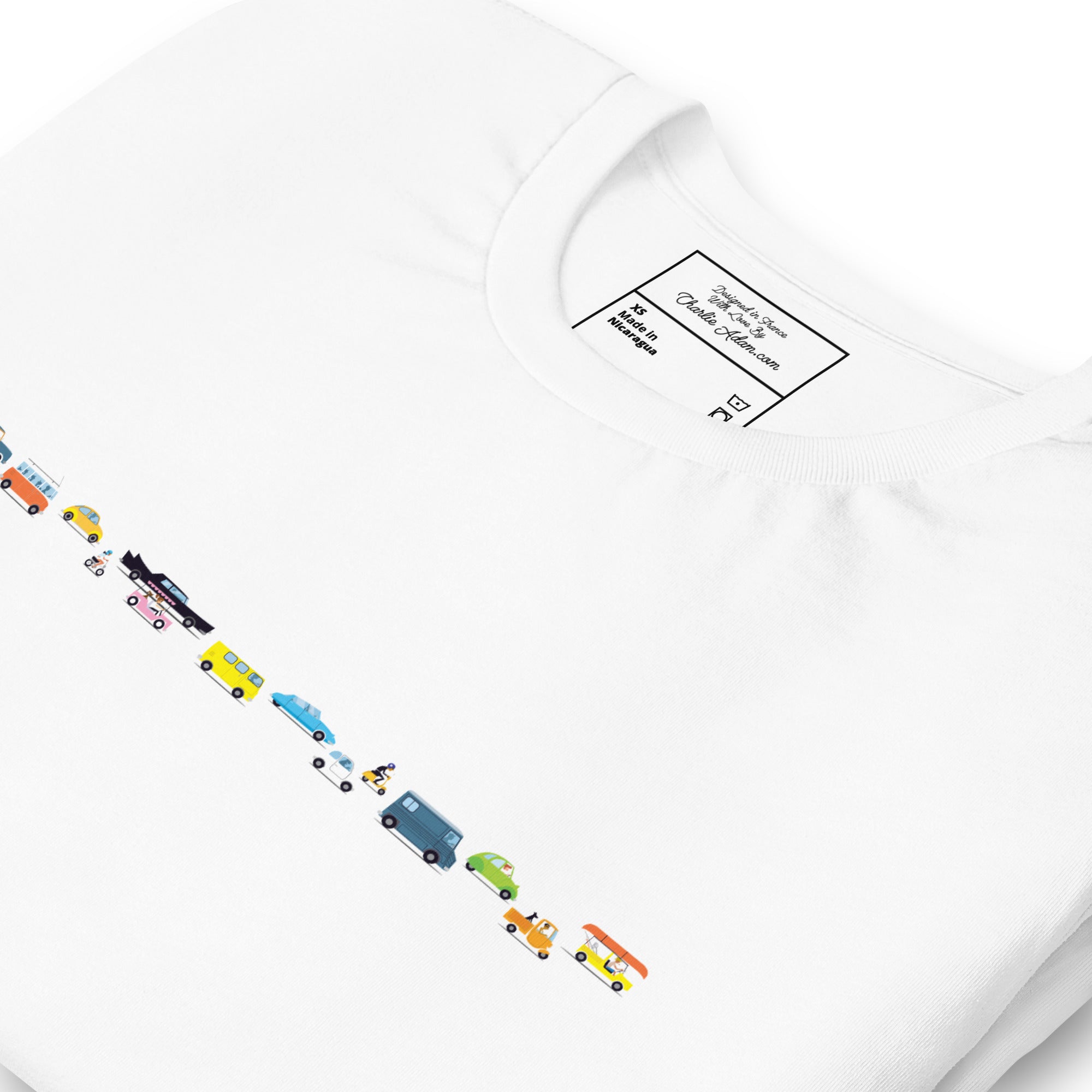 T-shirt en coton unisexe Vintage Cars Traffic Jam sur couleurs claires