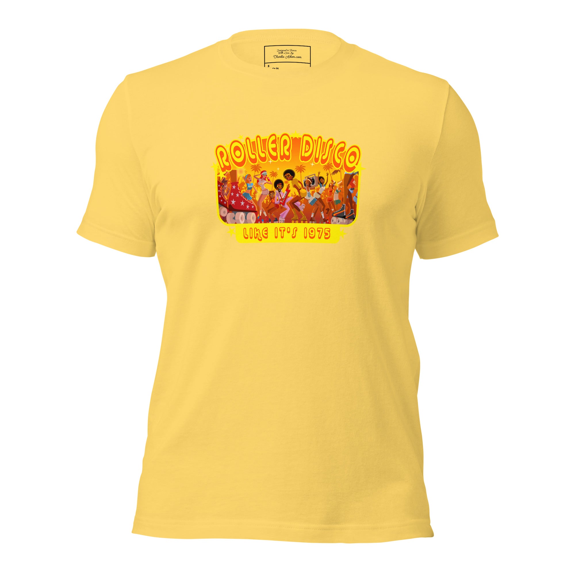 Unisex t-shirt Roller Disco 1975 on bright colors