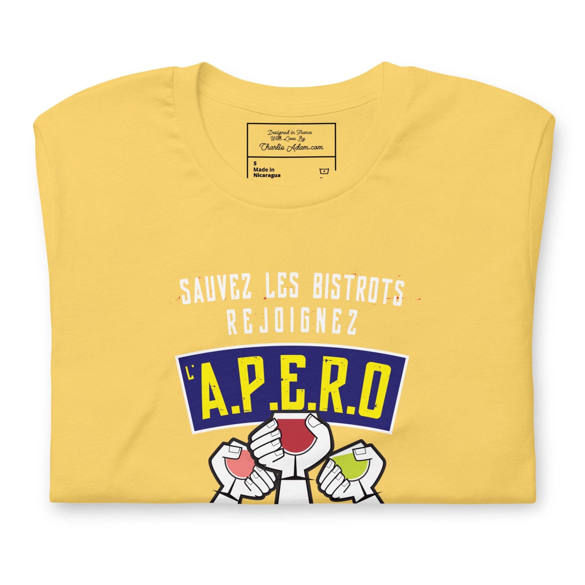 Unisex t-shirt Sauvez les Bistrots, rejoignez l'Apéro on bright colors