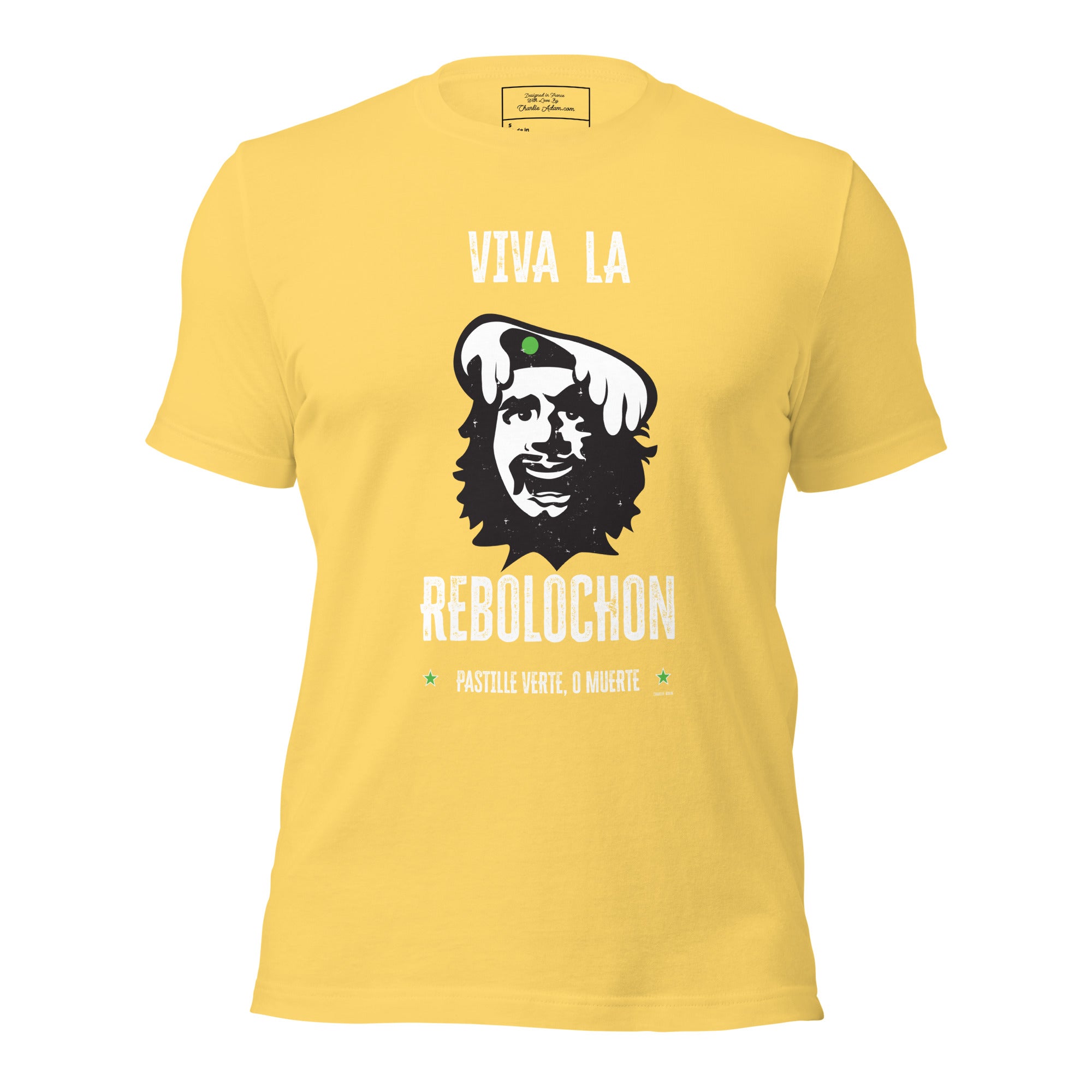 Unisex cotton t-shirt Viva la Rebolochon on bright colors