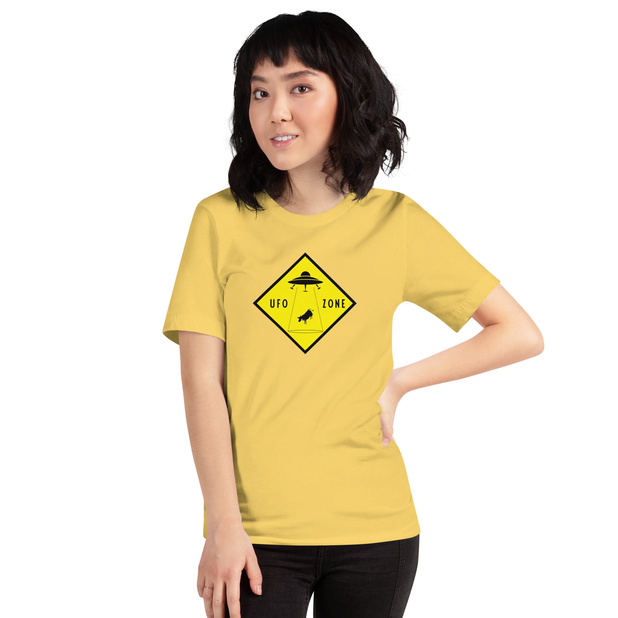 T-shirt en coton unisexe UFO Zone sur couleurs vives