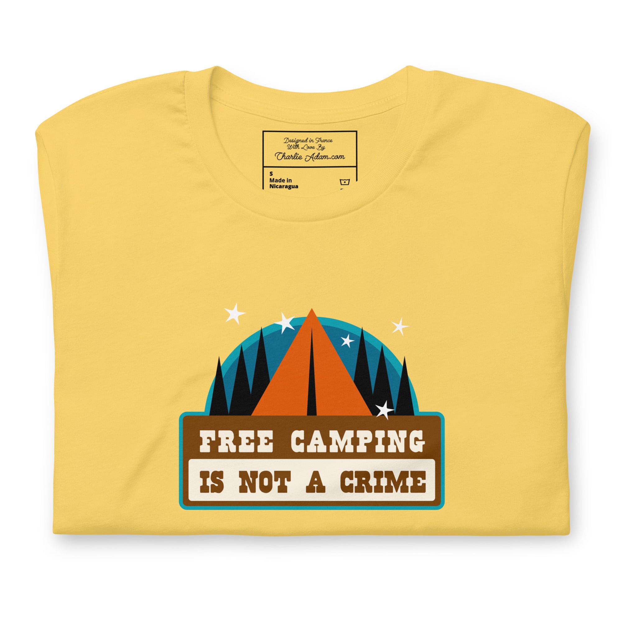 Unisex cotton t-shirt Free Camping is not a Crime on light colors