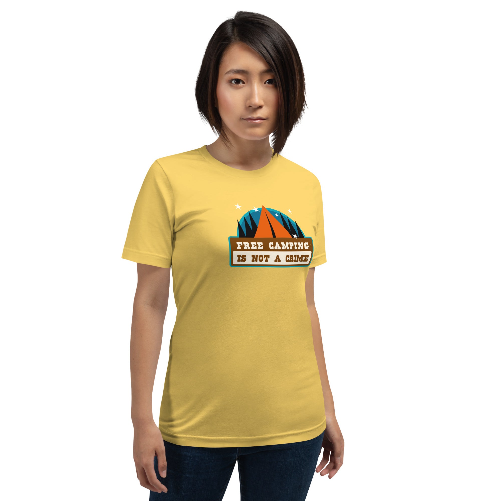 Unisex cotton t-shirt Free Camping is not a Crime on light colors