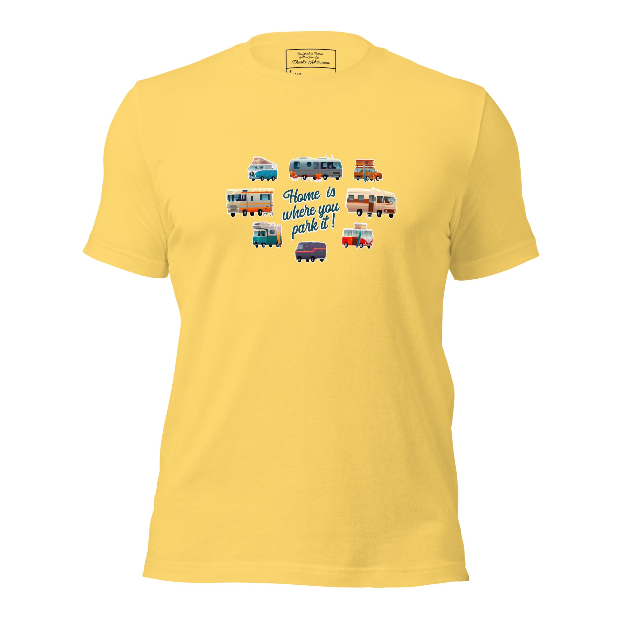 T-shirt en coton unisexe Square Vintage Campers sur couleurs claires