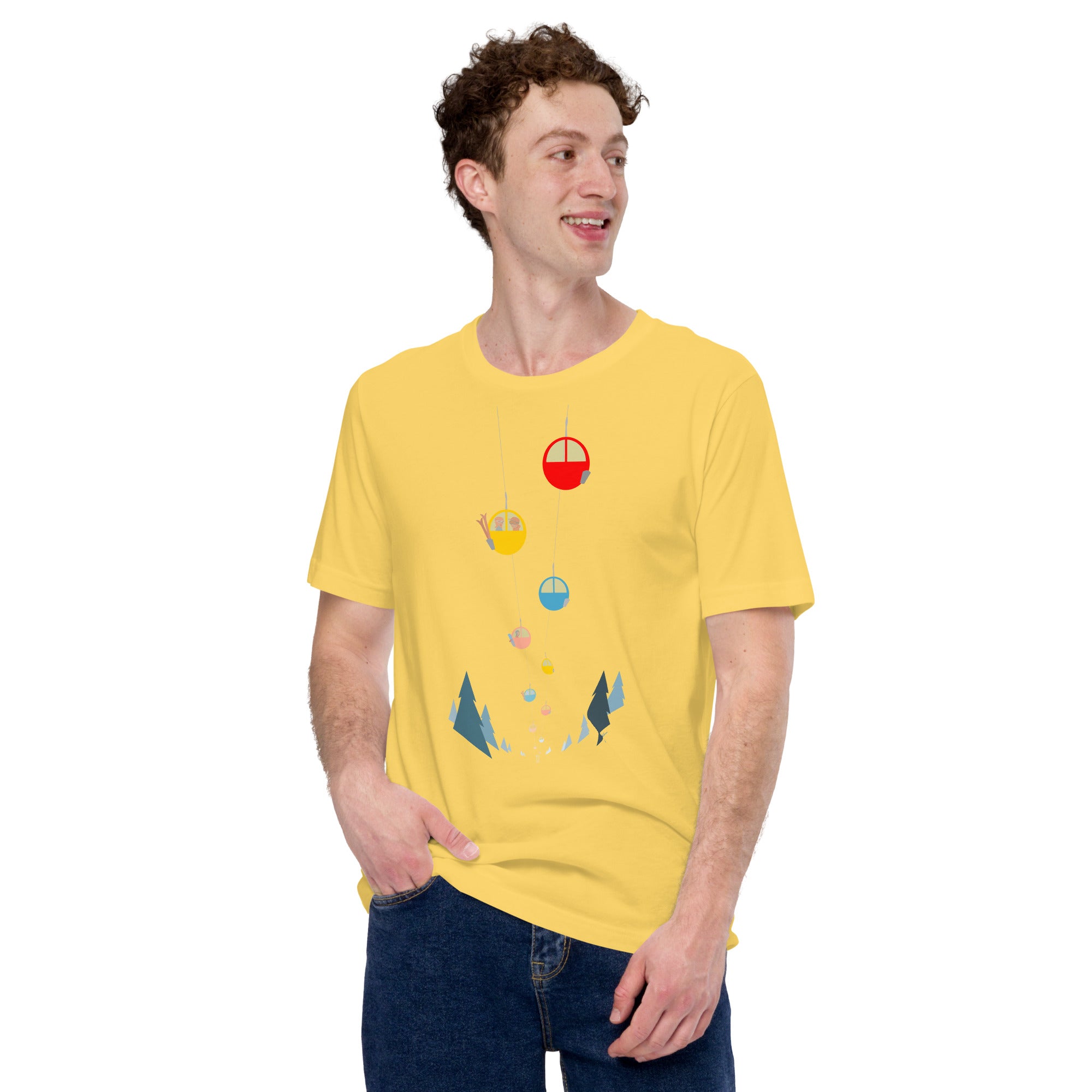 T-shirt en coton unisexe Gondolas in the mist sur couleurs claires