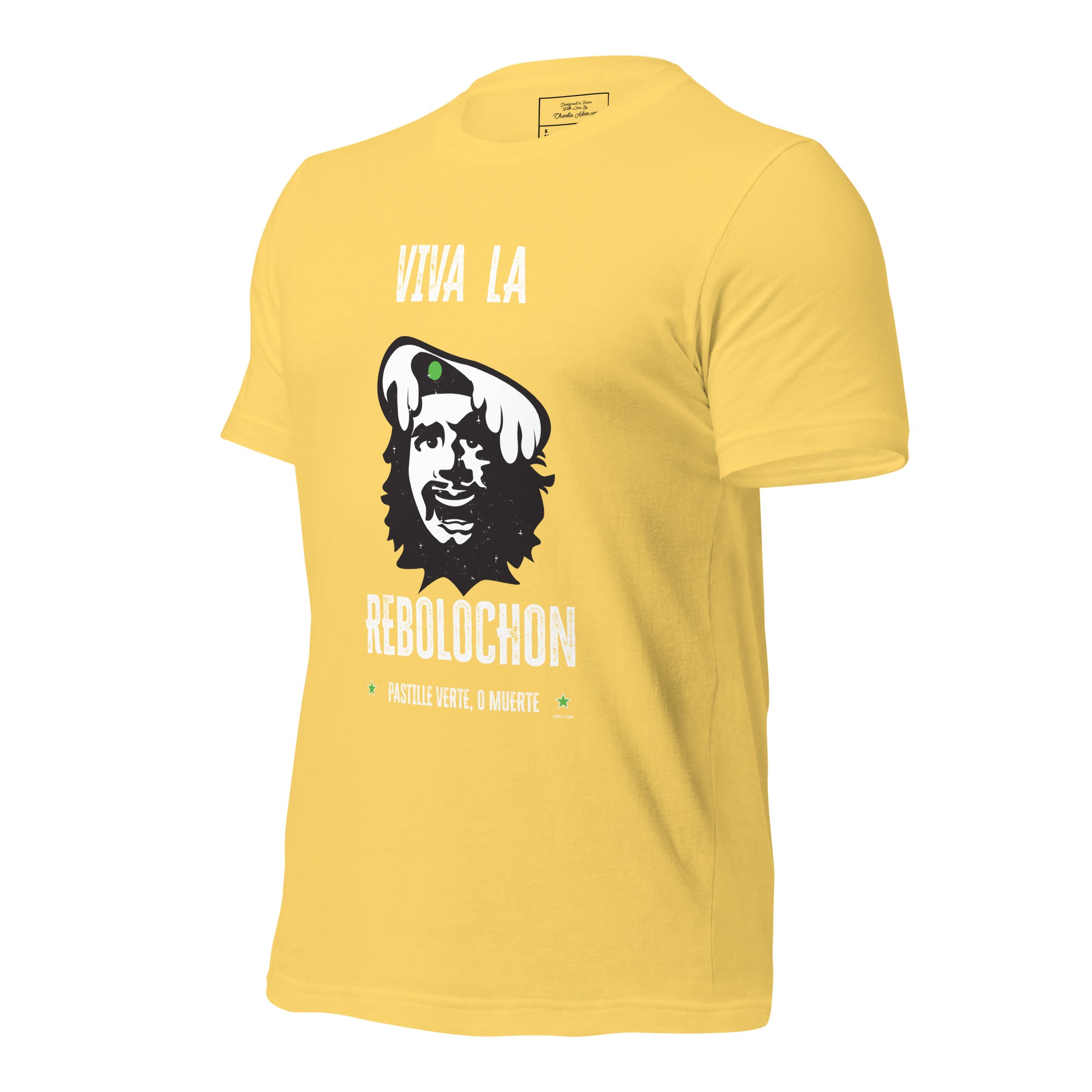 Unisex cotton t-shirt Viva la Rebolochon on bright colors