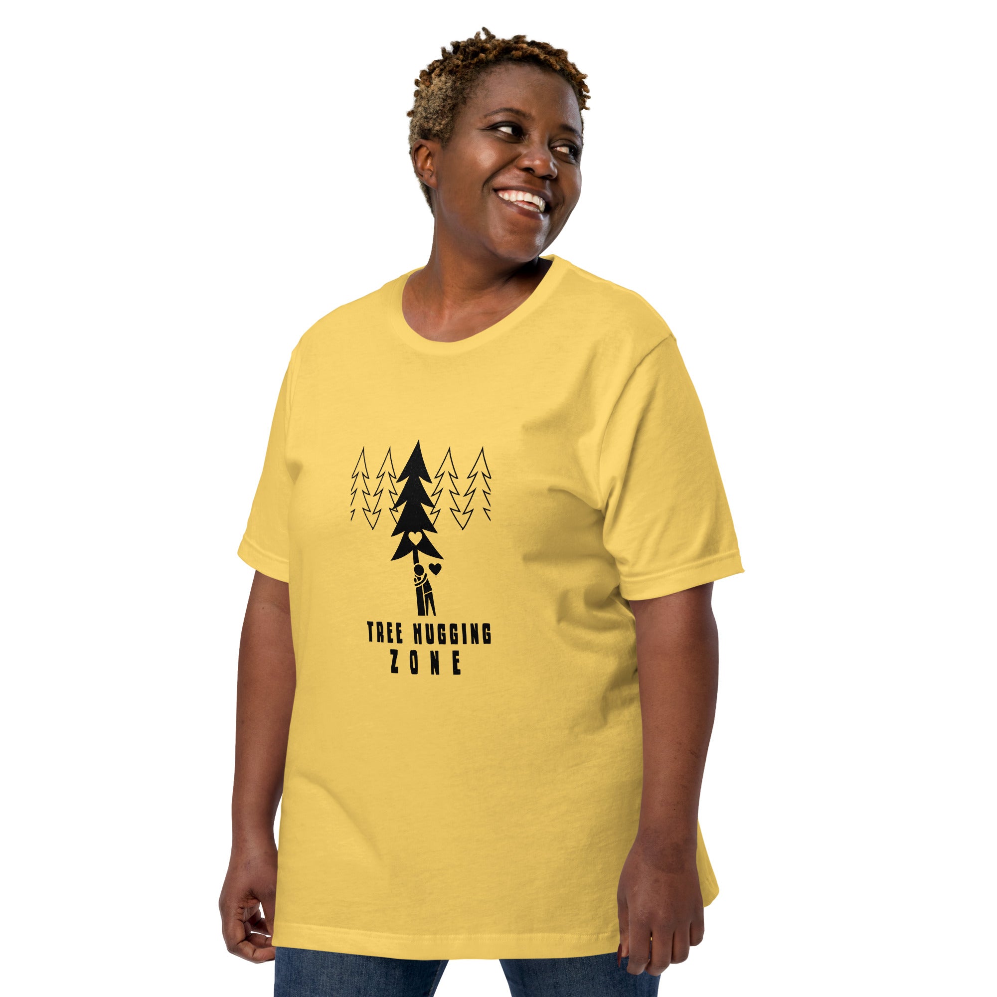 Unisex cotton t-shirt Tree hugging zone on bright colors