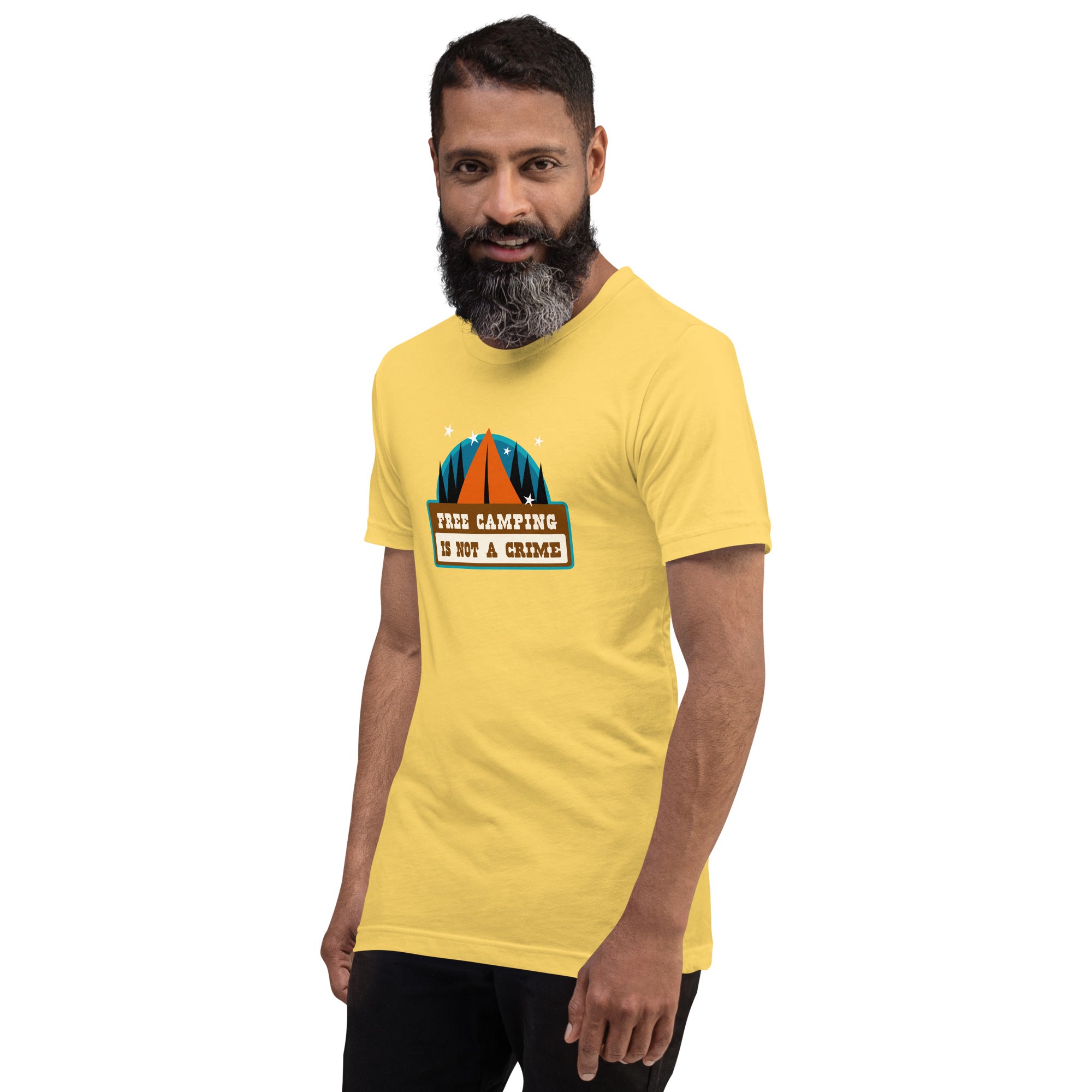 Unisex cotton t-shirt Free Camping is not a Crime on light colors