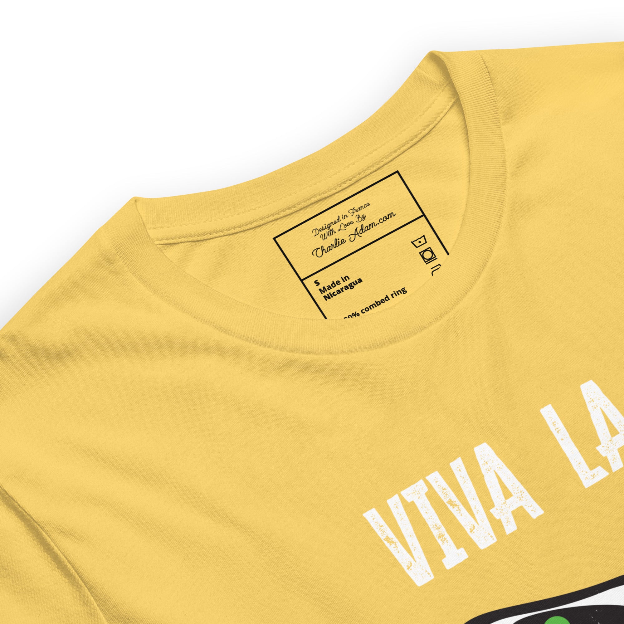 Unisex cotton t-shirt Viva la Rebolochon on bright colors