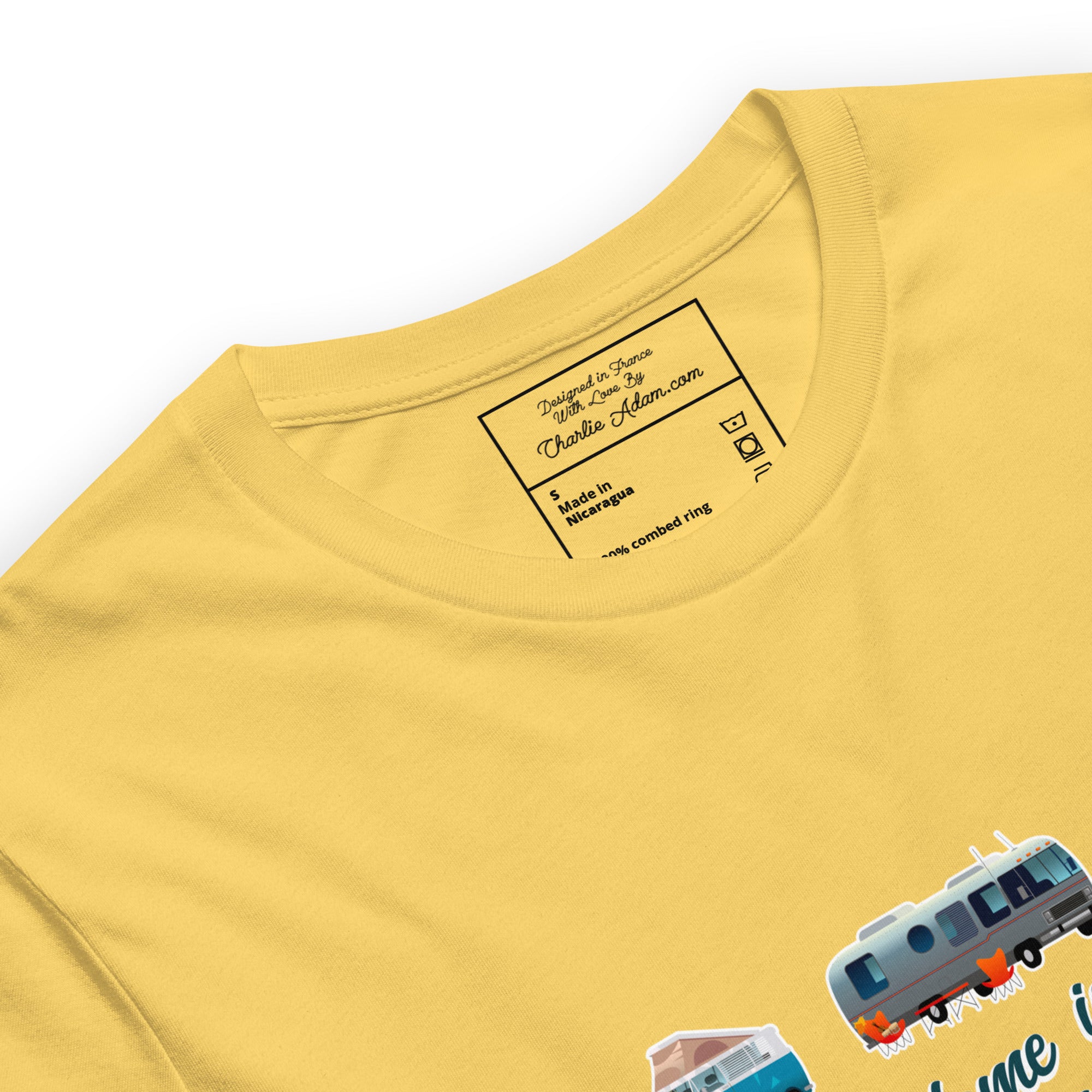 T-shirt en coton unisexe Square Vintage Campers sur couleurs claires