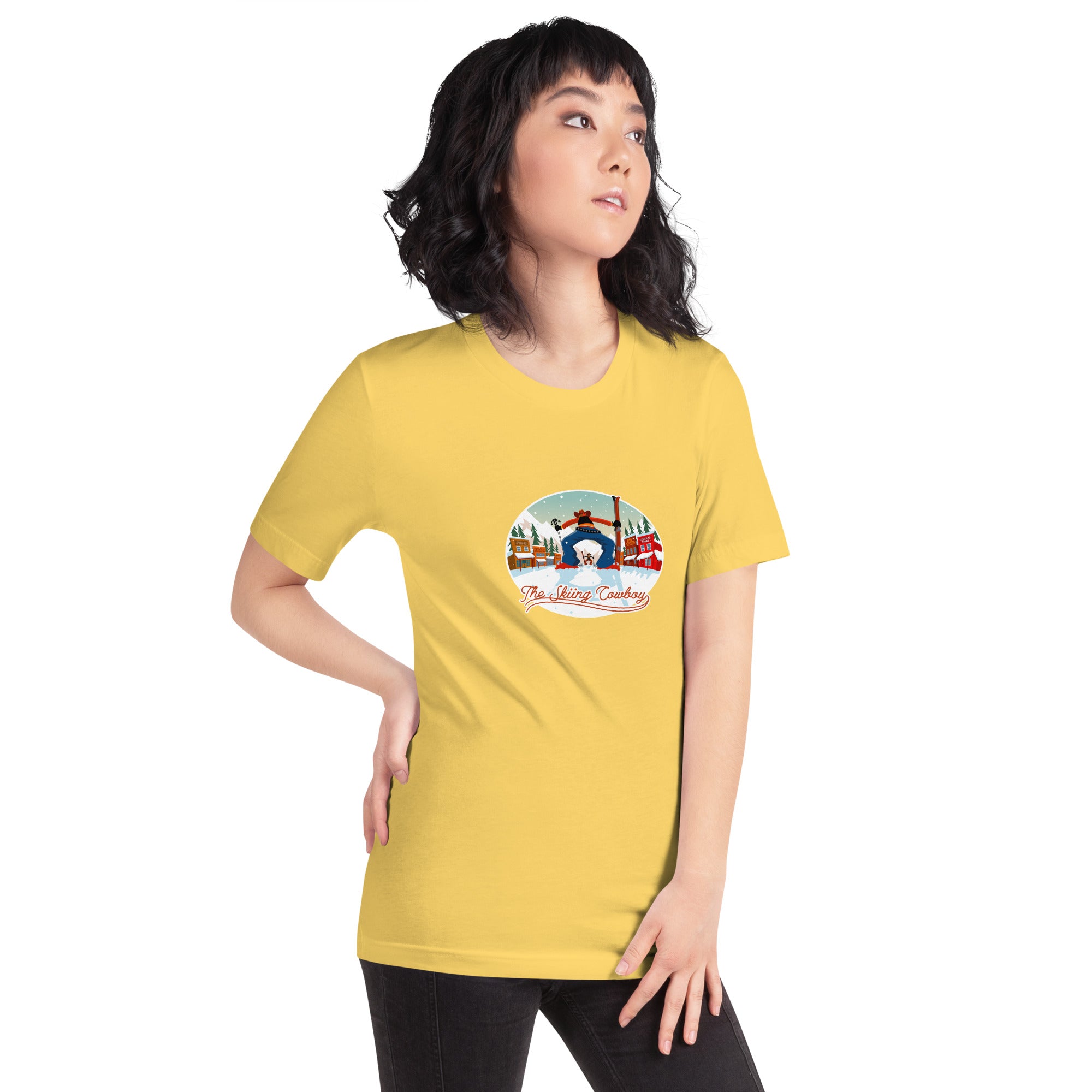 Unisex cotton t-shirt Ski Fight at OK Corral on bright colors