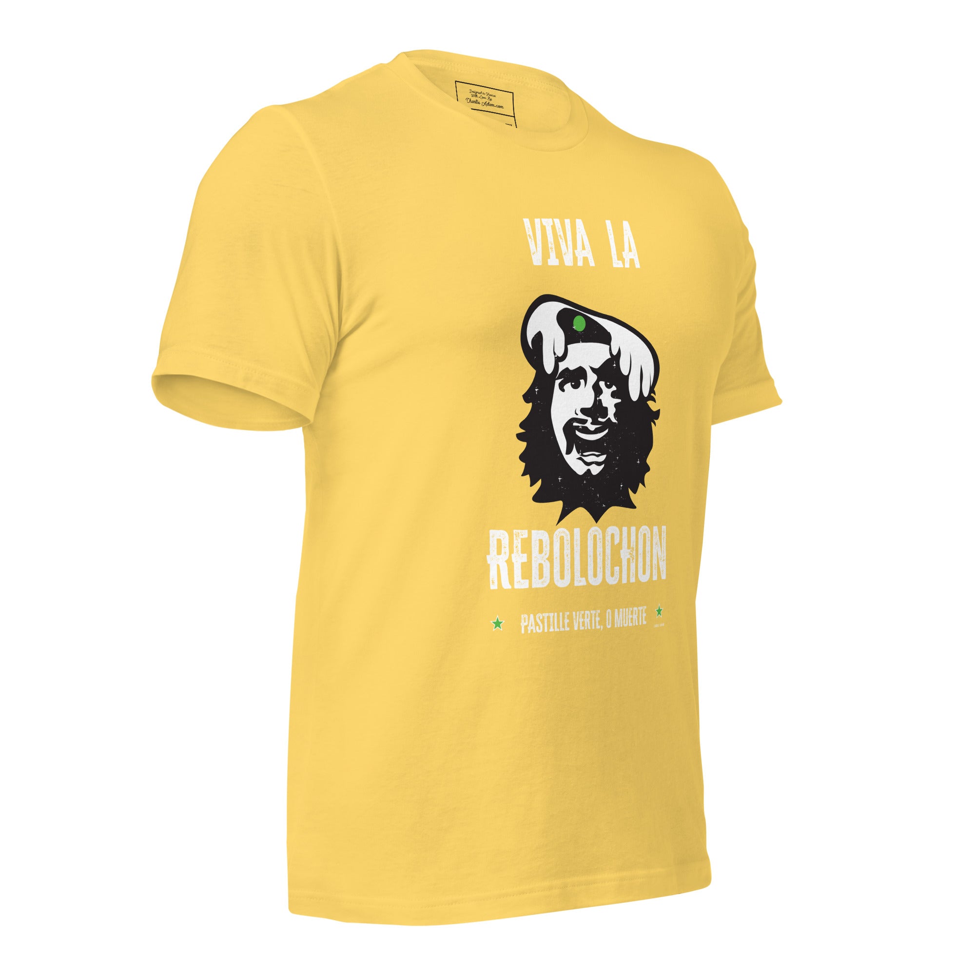 Unisex cotton t-shirt Viva la Rebolochon on bright colors